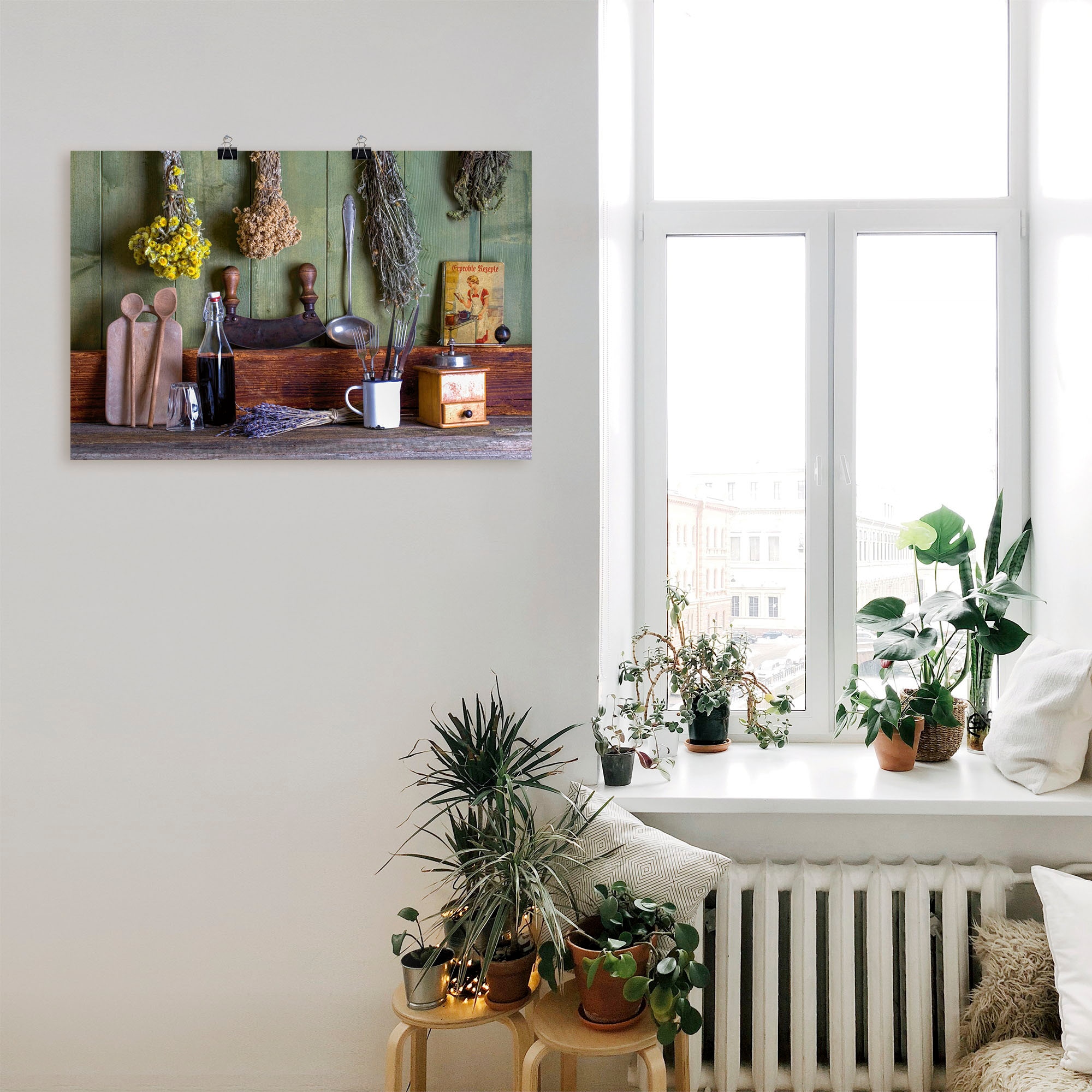 Artland Wandbild »Rustikale Küchenszene«, Innenarchitektur, (1 St.), als Alubild, Outdoorbild, Leinwandbild, Poster, Wandaufkleber