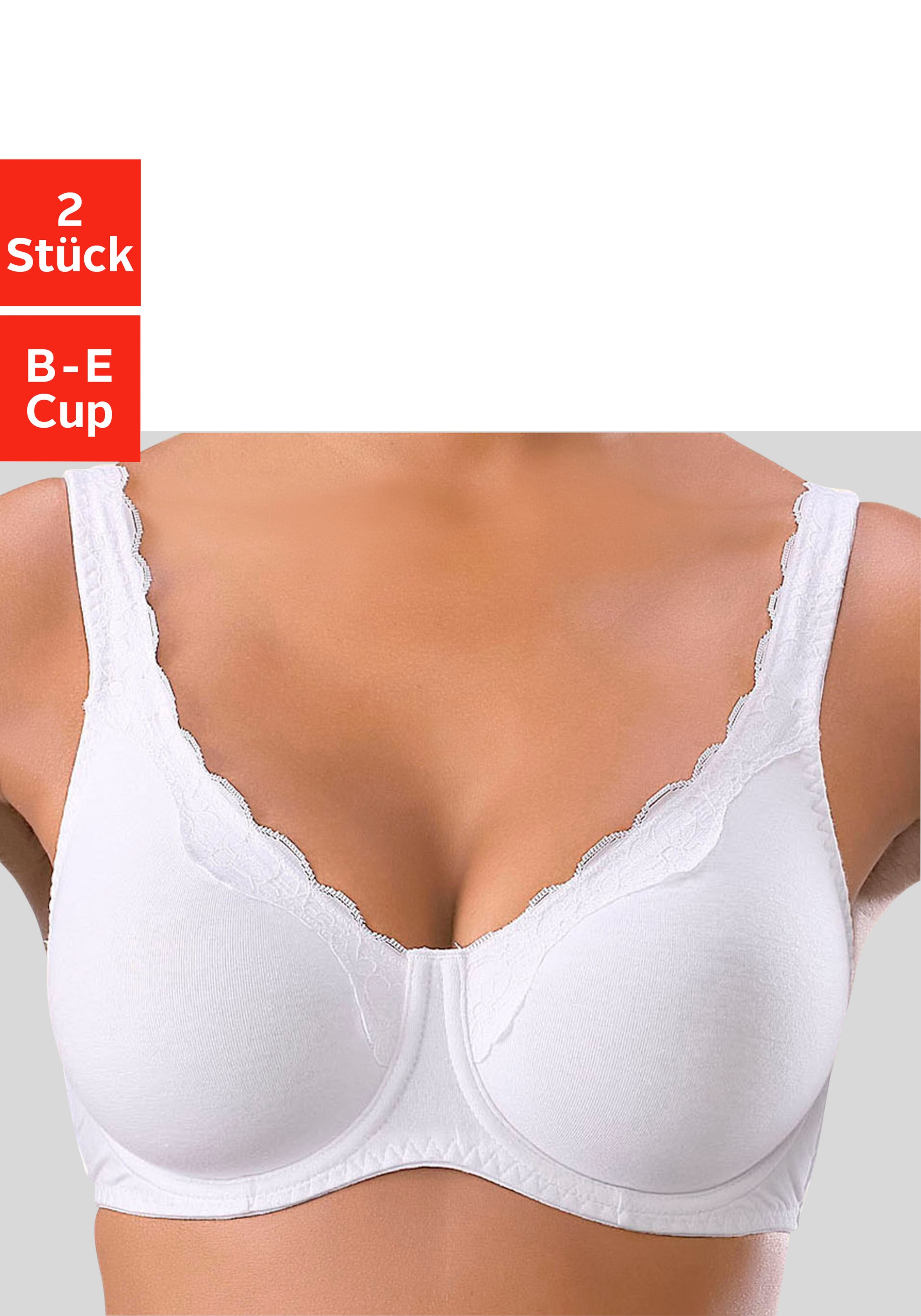 petite fleur by Lascana Bügel-BH Packung, aus Baumwolle mit breiteren Trägern – auch ideal für große Größen