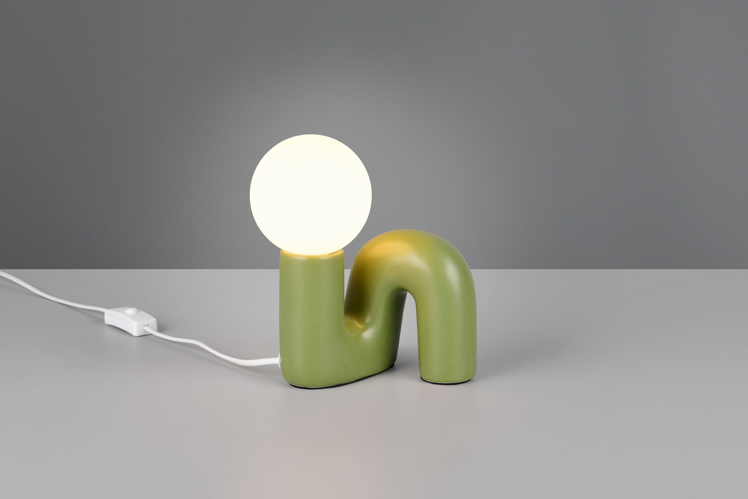 REALITY Leuchten Tischleuchte »QUINN, Keramik Tischlampe m. Glasschirm, Set inkl 2xG9 Leuchtmittel 3W« G9 2 Stk. Warmweiß Design Nachttischlampe, Schreibtischlampe Höhe 22cm, Glas Lampenschirm