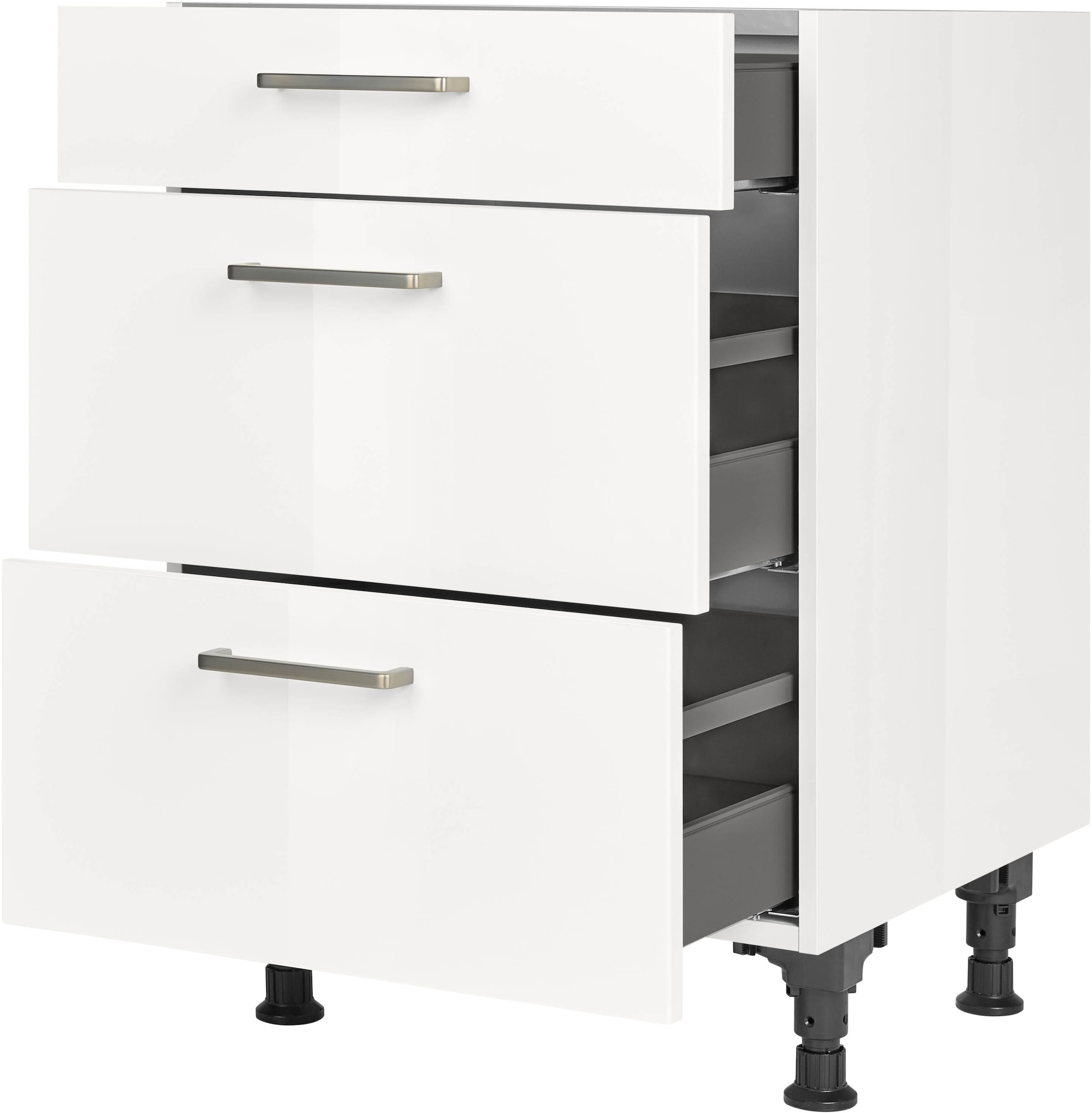 nobilia® Unterschrank »"Flash", vormontiert, mit höhenverstellbaren Sockelfüßen, in den«, Breiten 30, 45, 60 und 90 cm, mit Schubkasten und Auszügen