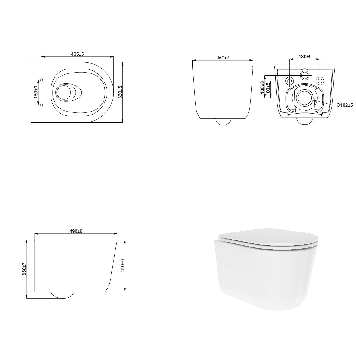 welltime Tiefspül-WC »Cascata« Vortex-Flush