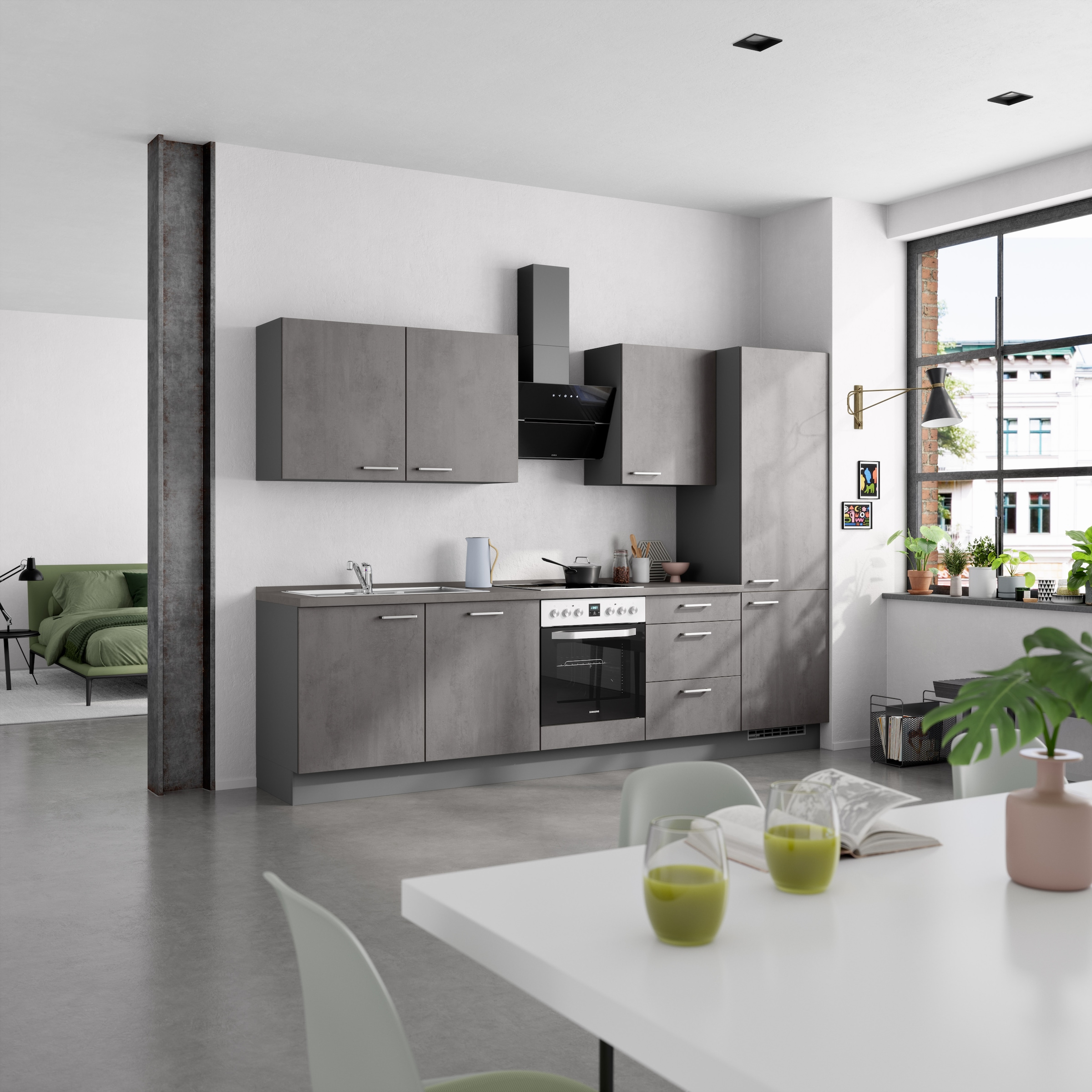 nobilia® Küchenzeile »"Riva II"« vormontiert, Ausrichtung wählbar, Breite 300 cm, wahlw. mit E-Geräten