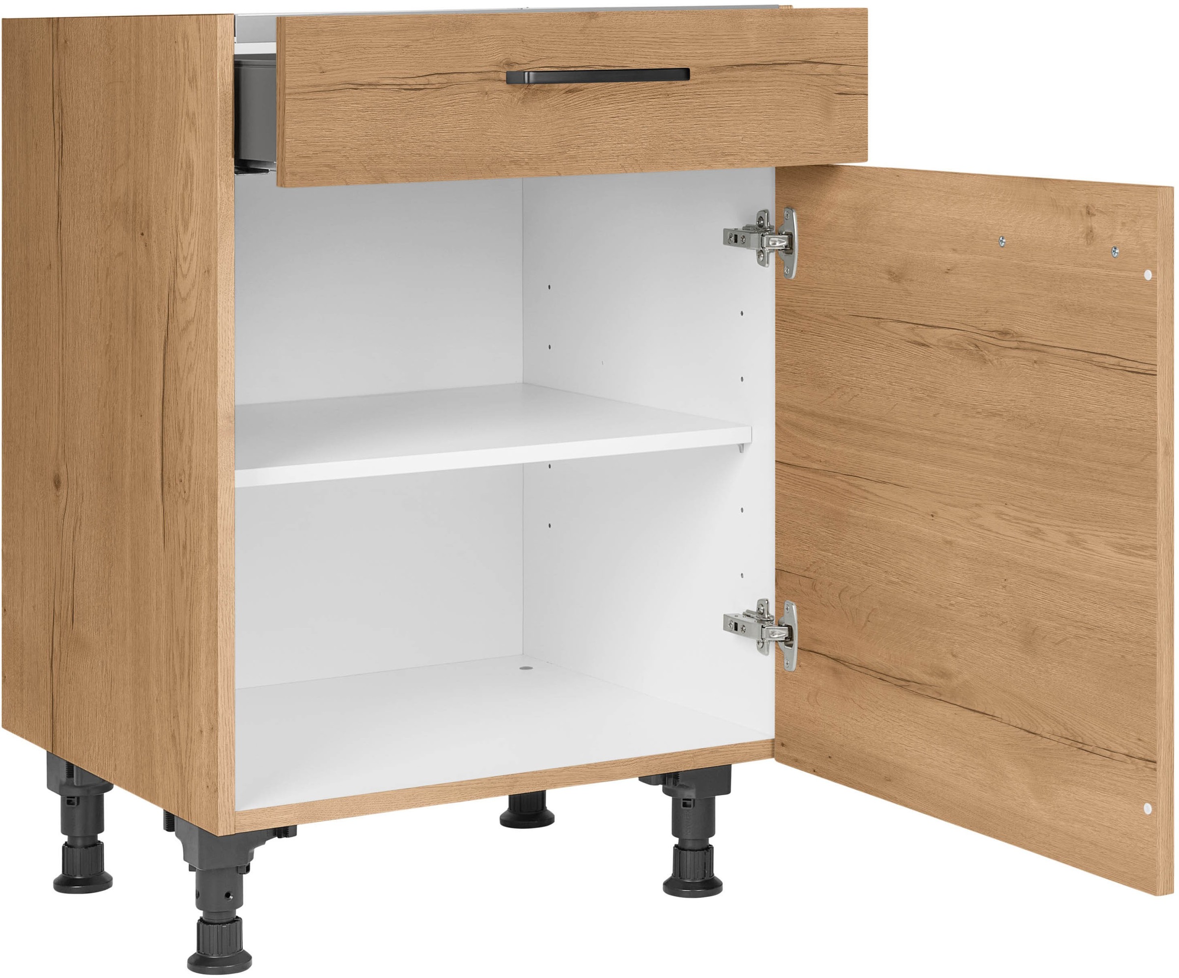 nobilia® Kochfeldumbauschrank »"Structura", mit Schukasten und Tür, Ausrichtung wählbar«, vormontiert, Breite 60 cm