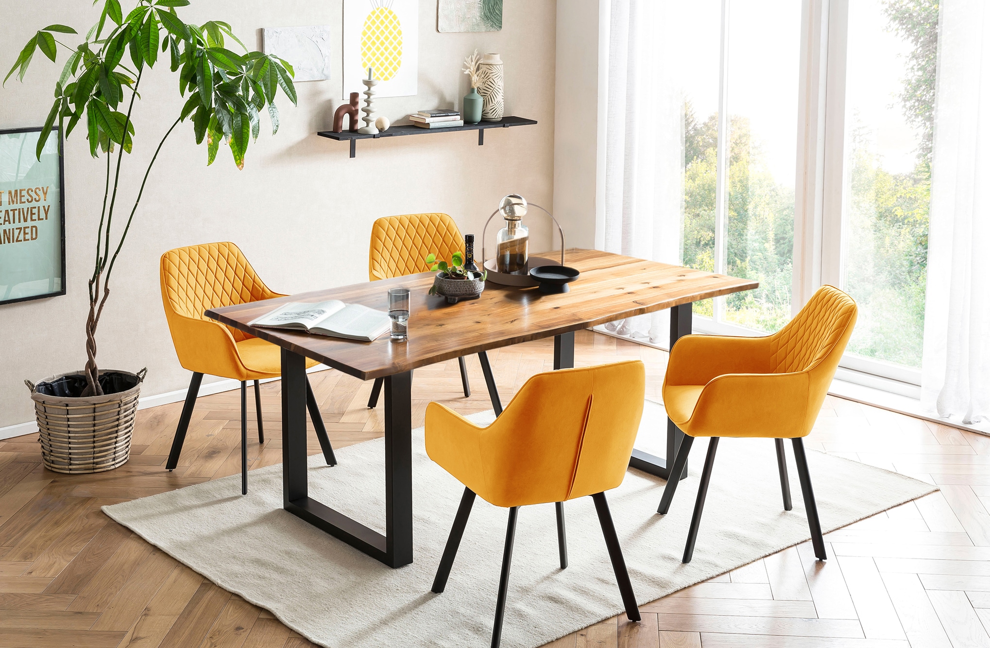SalesFever Essgruppe, (Set, 5 tlg.), 5-teiliges Set: Tischplatte Baumkante, günstig online kaufen