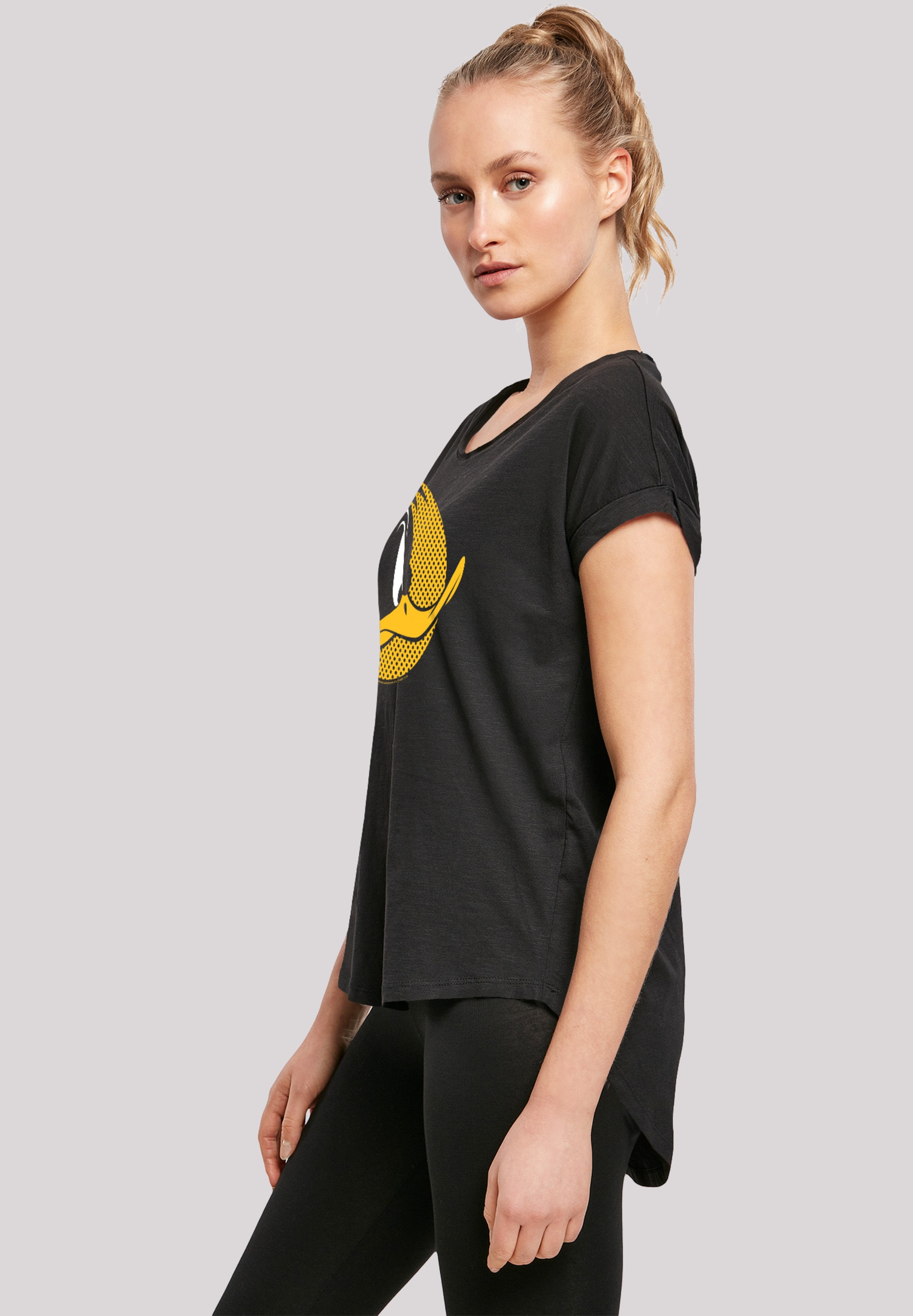 F4NT4STIC T-Shirt »Looney Tunes Daffy Duck Dotted Cartoon«, Damen,Premium Merch,Lang,Longshirt,Bedruckt