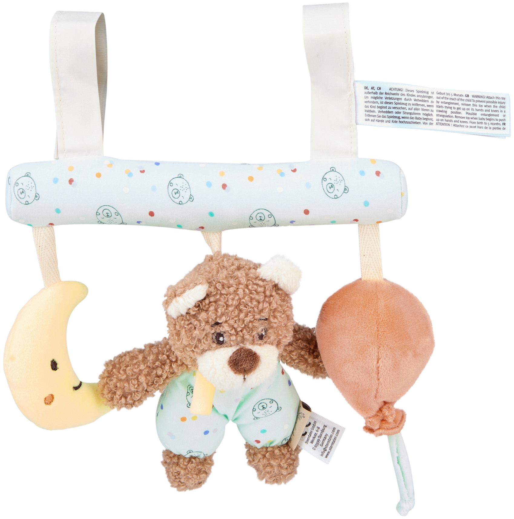 "Greifspielzeug STERNTALER ""Spielzeug Aufh änger Bär Bo"", bunt, Greifspielzeug, KinderB:6cm H:19cm L:26cm, Flauschstoff, B:6cm H:19cm L:26cm"