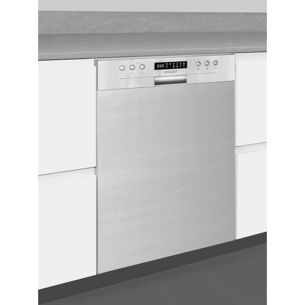 exquisit teilintegrierbarer Geschirrspüler »EGSP9414-EF-030D inox«, EGSP9414-EF-030D inox, 14 Maßgedecke