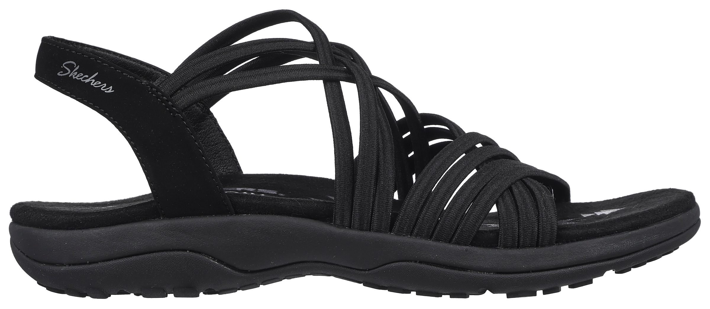 Skechers Sandale »REGGAE SLIM-SUNNYSIDE«, Sommerschuh, Sandalette, Keilabsatz, mit Skechers Memory Foam