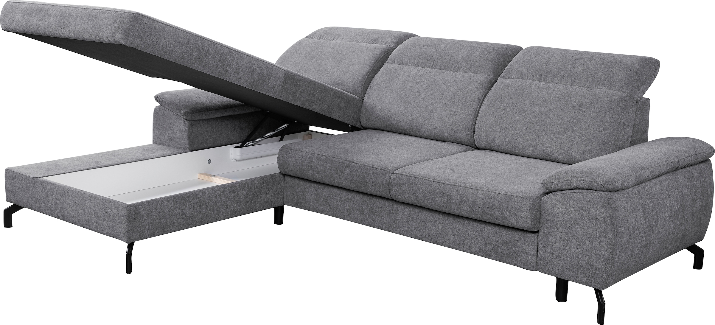WERK2 Ecksofa »Panama L-Form«, Modernes Sofa mit Schlaffunktion, Bettkasten, Kopfteile verstellbar