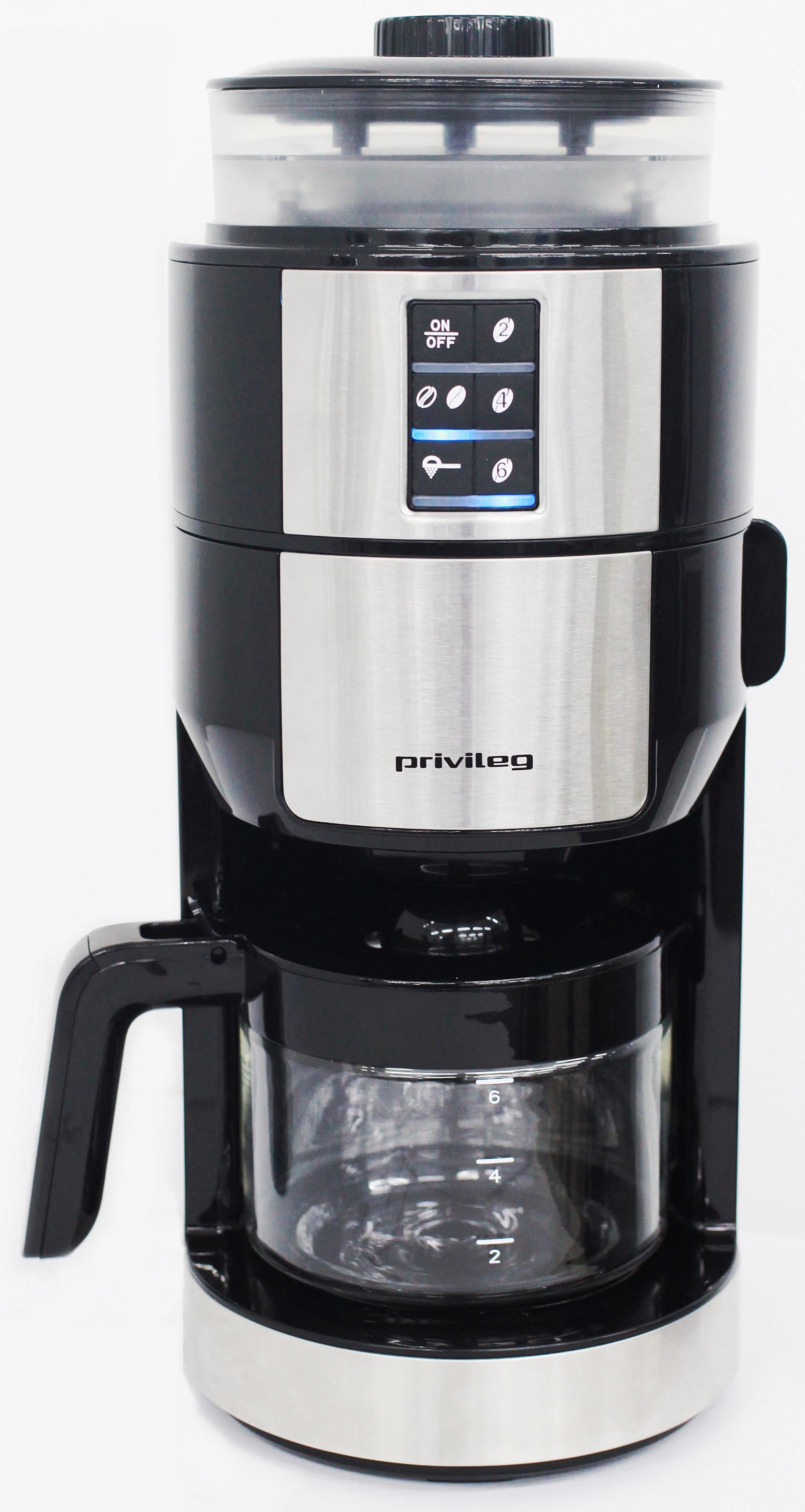 Privileg Kaffeemaschine mit Mahlwerk »CM1121-GS«, Papierfilter, 1x2, Individueller Mahlgrad, programmierbare Kaffeestärke, Warmhalteplatte