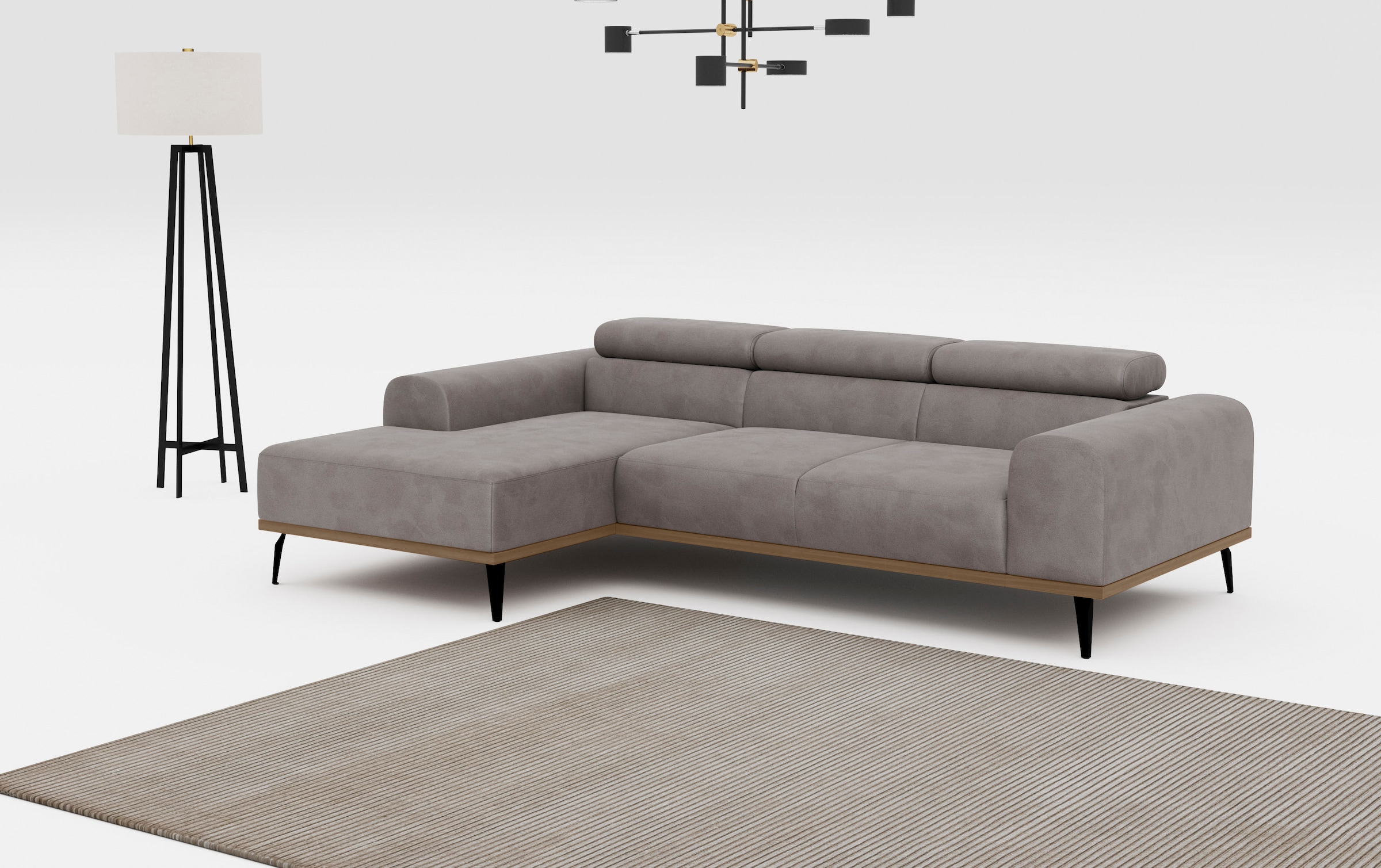 Home affaire Ecksofa »Carlo L-Form« mit Kopfteilverstellung & Holz-Rahmenoptik, wahlweise Relaxfunktion