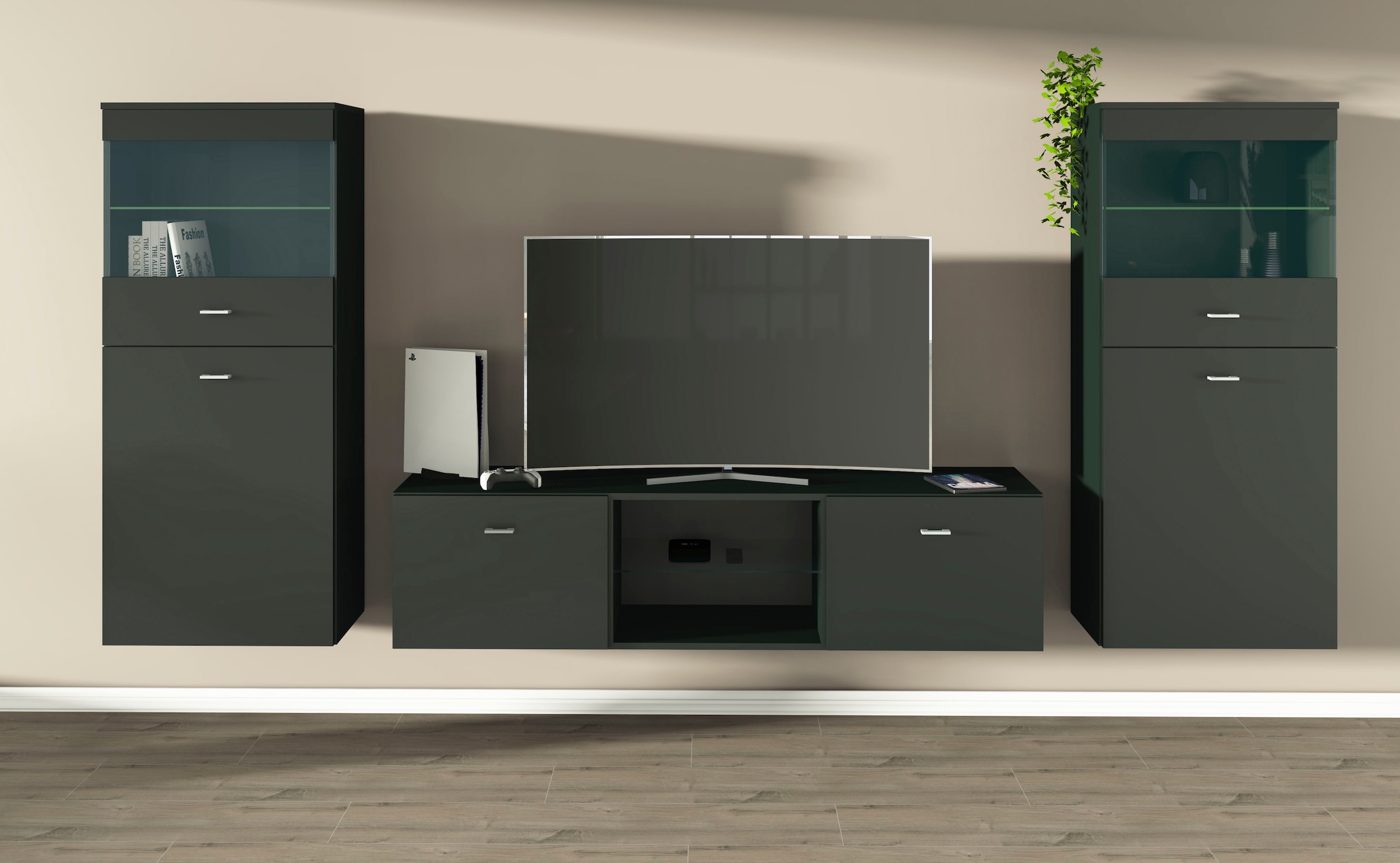 borchardt Möbel Wohnwand "Scala, moderne Mediawand mit Vitrinen und Lowboar günstig online kaufen