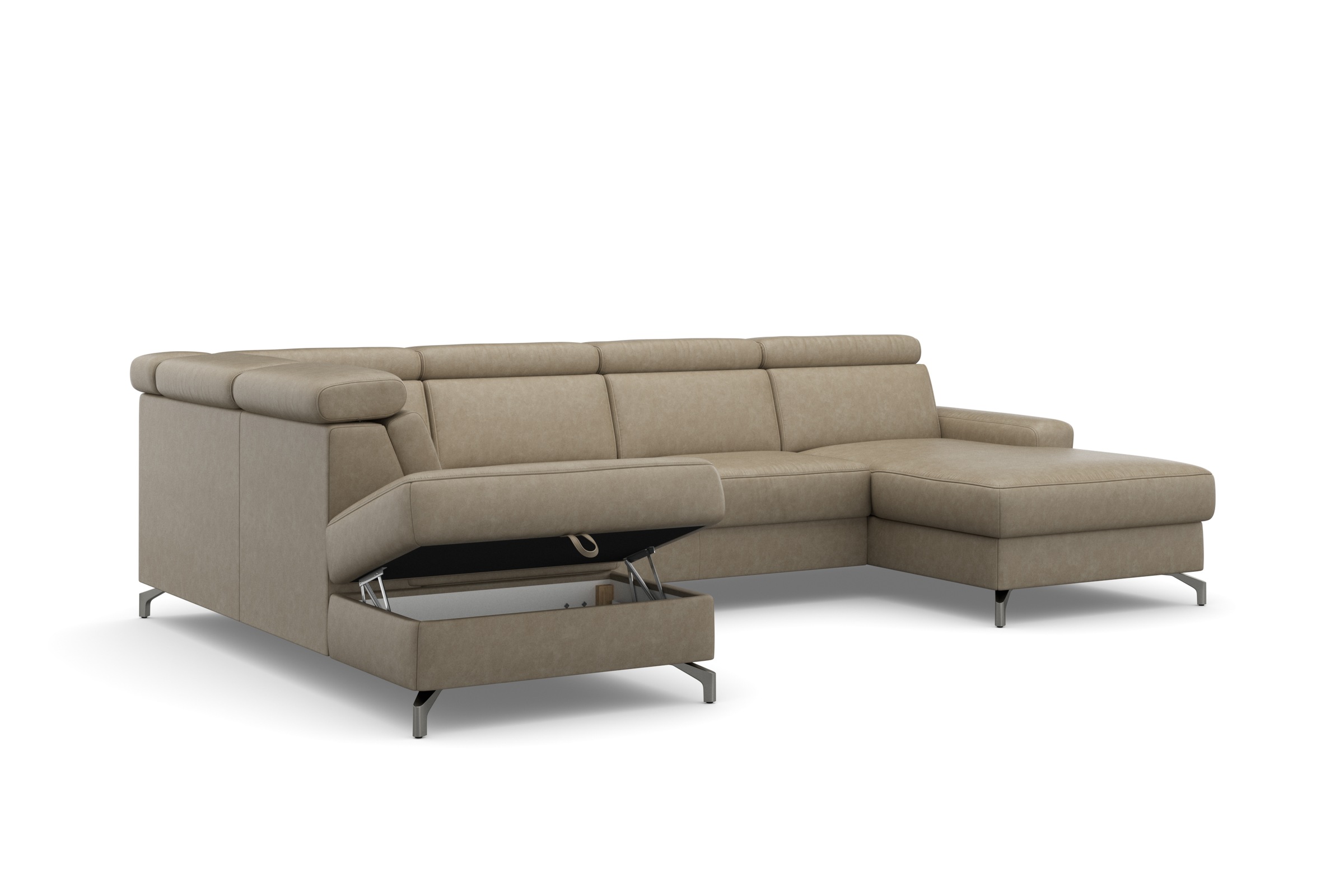 sit&more Wohnlandschaft »Scarlett U-Form«, inklusive Kopfteilverstellung, wahlweise mit Bettfunktion, Bettkasten