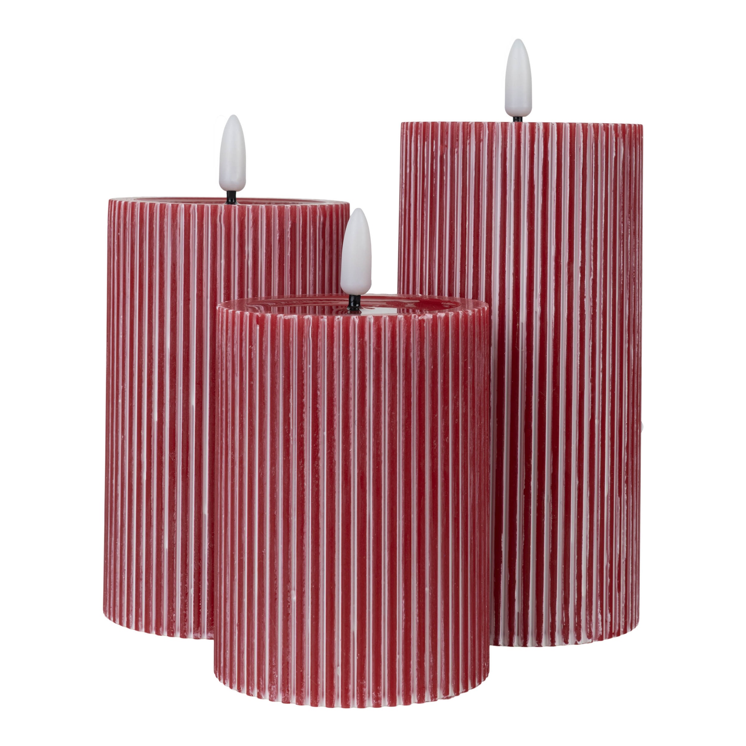 näve LED Dekolicht »Nuria« LED-Modul 3 Stk. Warmweiß 3er-Set LED Kerzen warmweiß, Echtwachs, Timer, Flammeneffekt