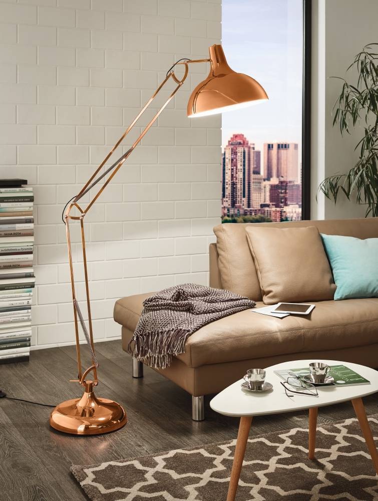 EGLO Stehlampe »BORGILLIO«, 1 flammig, Leuchtmittel E27 | ohne Leuchtmittel, Standleuchte, Industrial, Stahl in Kupfer, E27, inkl. Trittschalter