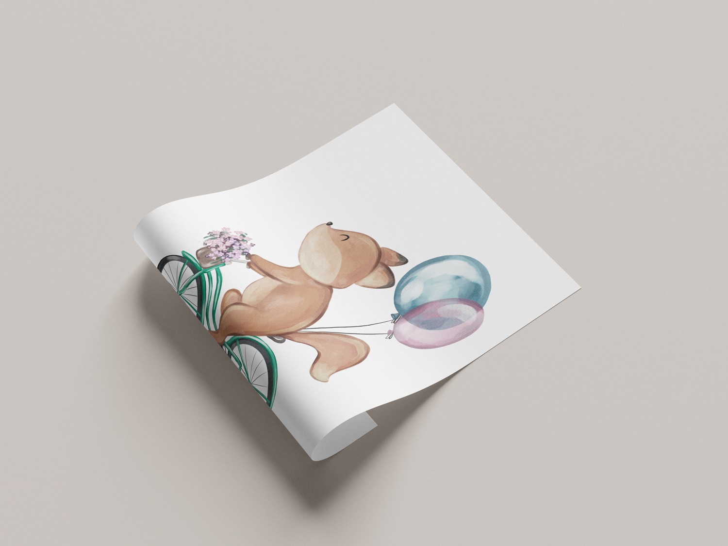 Lüttenhütt Poster "Blumenkorb und Luftballons", Eichhörnchen-Fahrräder-Fahr günstig online kaufen