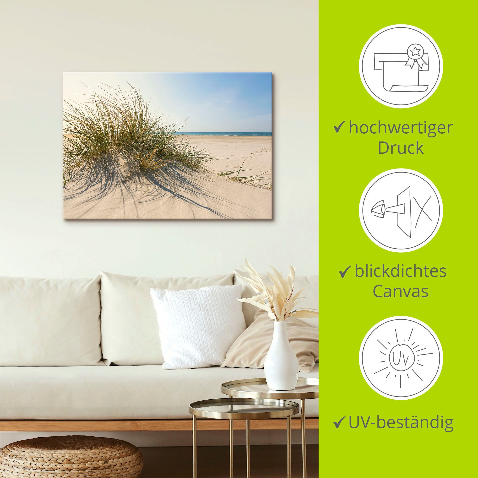 Artland Wandbild »Strandgras«, Küste, (1 St.), als Alubild, Outdoorbild, Leinwandbild, Poster, Wandaufkleber