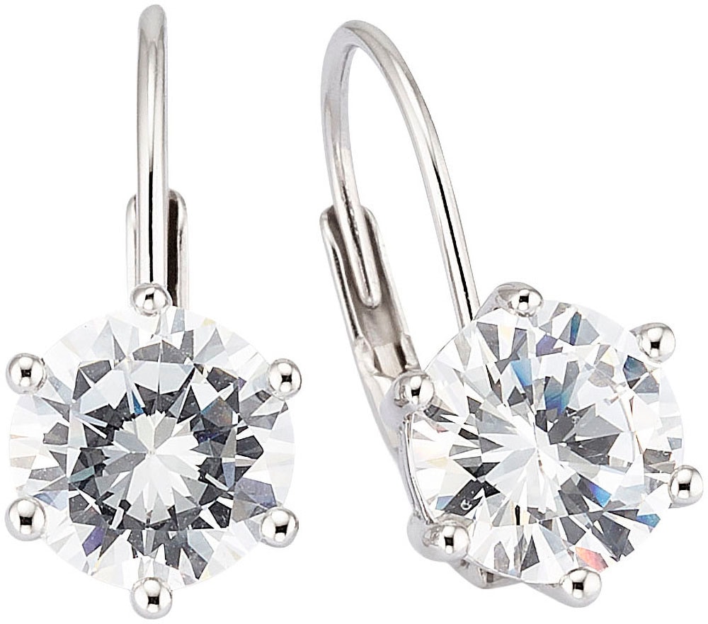Paar Ohrhänger BRUNO BANANI "Schmuck Geschenk Silber Ohrring mit Glitzerstein", silber (silberfarben, kristallweiß, kristallweiß), Ohrringe, Damen, 8,3mm, Silber 925 (Sterlingsilber), mit Zirkonia (synth.)