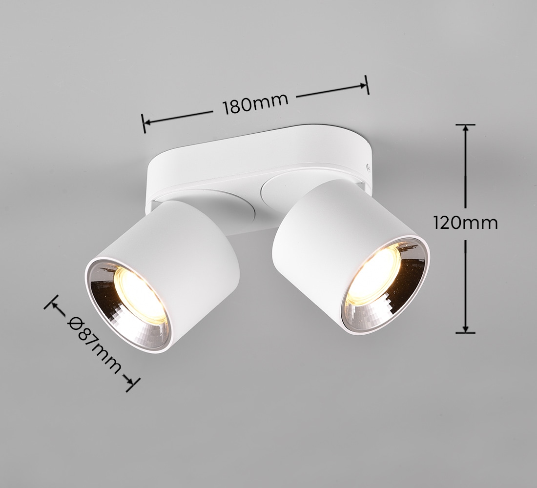 TRIO Leuchten Deckenleuchte »GUAYANA, Deckenspot 2-flammig exkl 2x GU10 max 10W Spot verstellbar« GU10 1 Stk. warmweiß - kaltweiß als Aufbauspot oder Einbauspot nutzbar Spot schwenkbar und drehbar