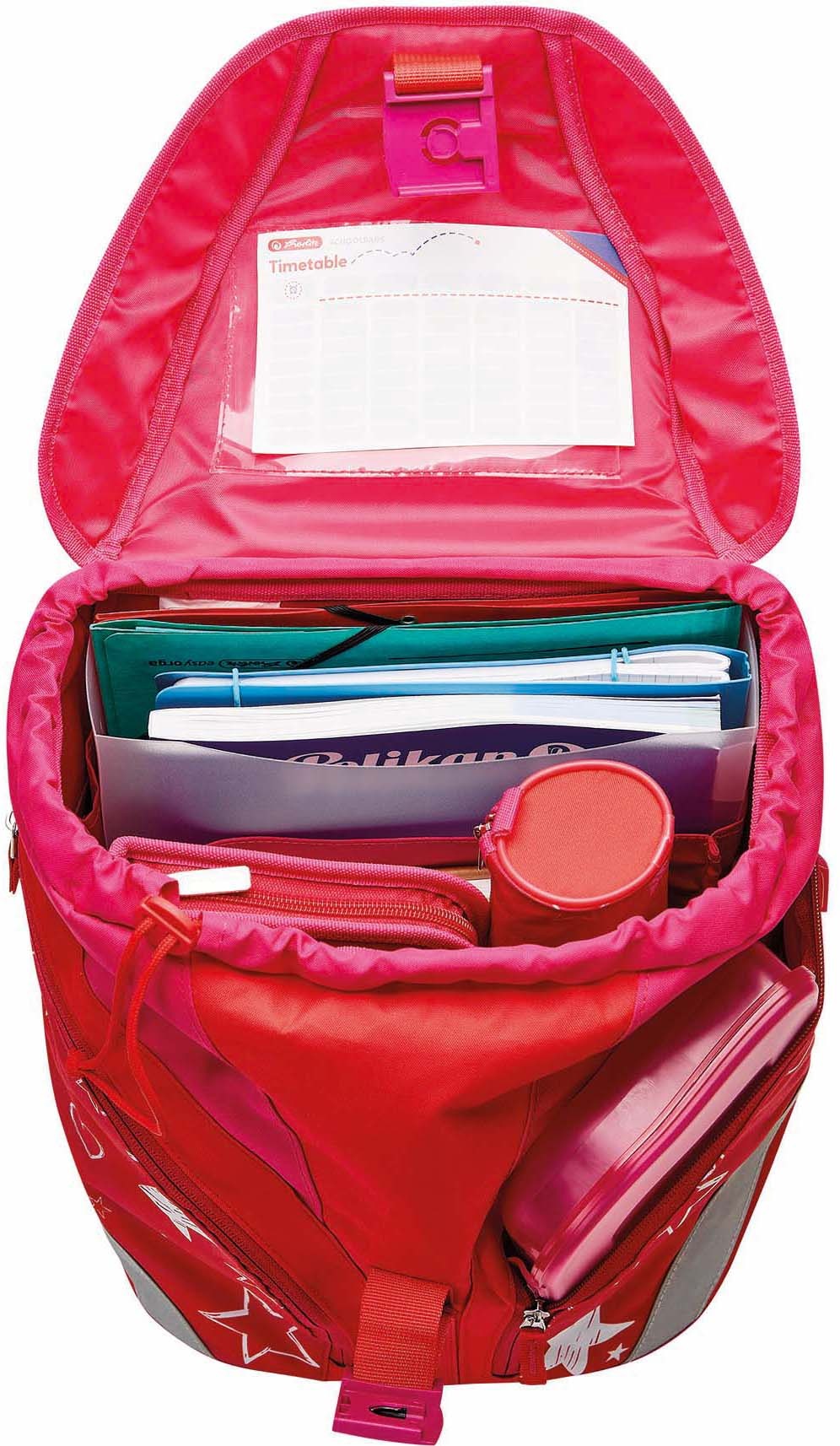Herlitz Schulrucksack »SoftLight Plus, Stars&Stripe«, Reflektoren-Floureszierende Flächen, mit 2 abnehmbaren Applikationen