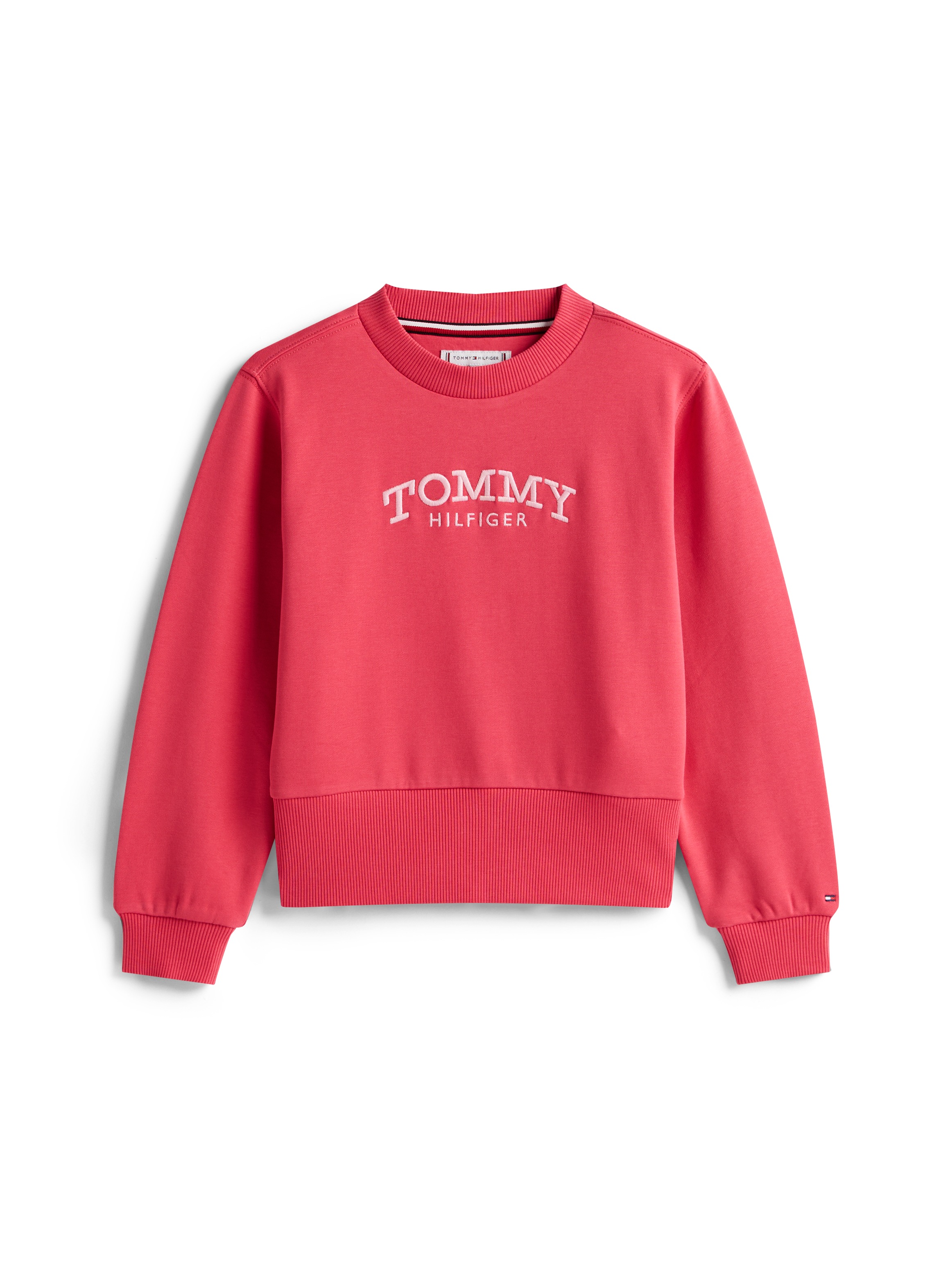 Sweatshirt TOMMY HILFIGER, Mädchen, Gr. 7 (122), vintage cerise, Sweatware, Obermaterial: 78% Baumwolle, 18% Polyester, 4% Elasthan, unifarben, regular fit normal, Rundhals, eingesetzt Rippbündchen, Sweatshirts Sweatshirt, Regular fit, für Kinder bis 16 J 4