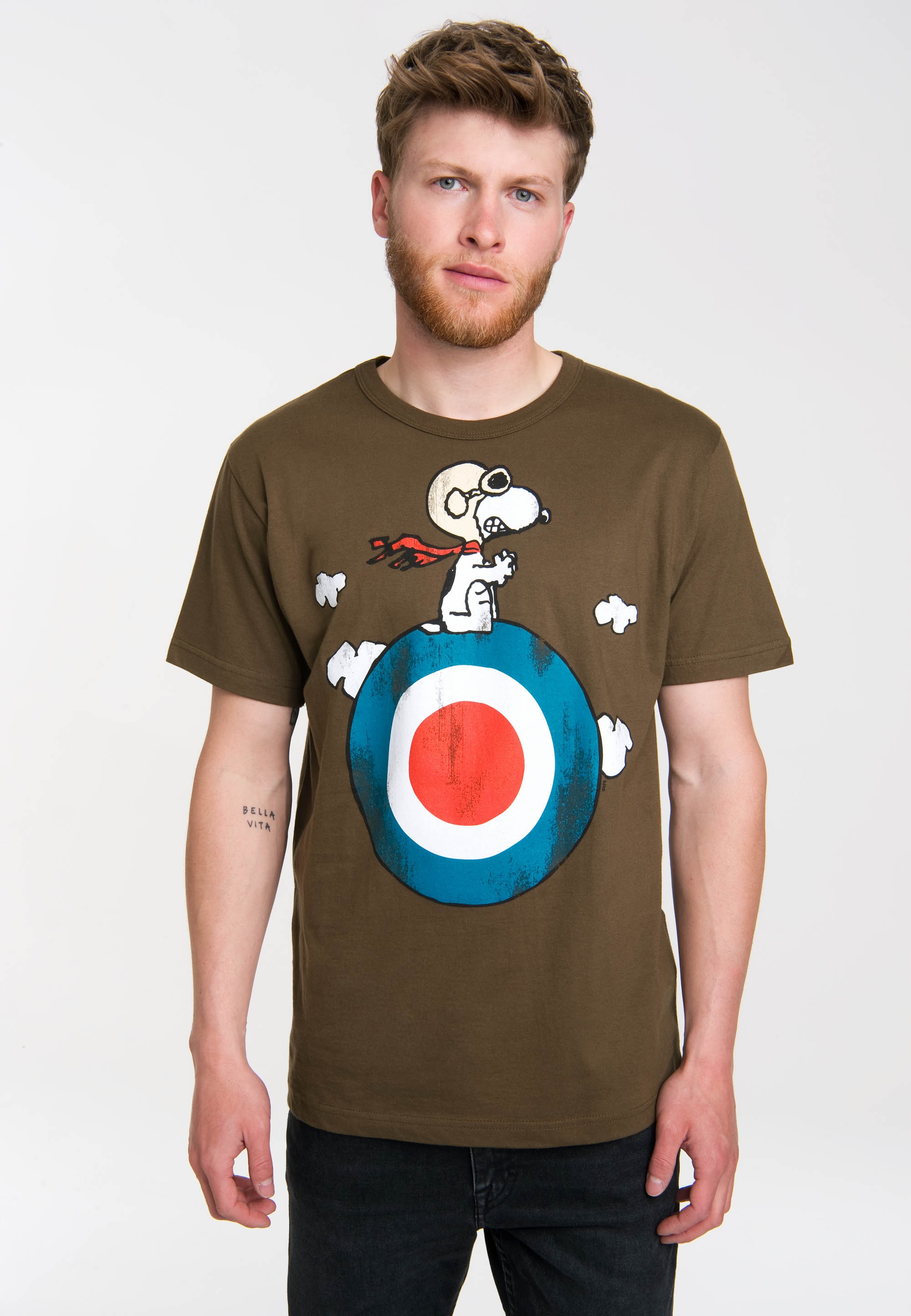 LOGOSHIRT T-Shirt für - Print Snoopy lizenziertem »Peanuts ▷ | BAUR mit Pilot«