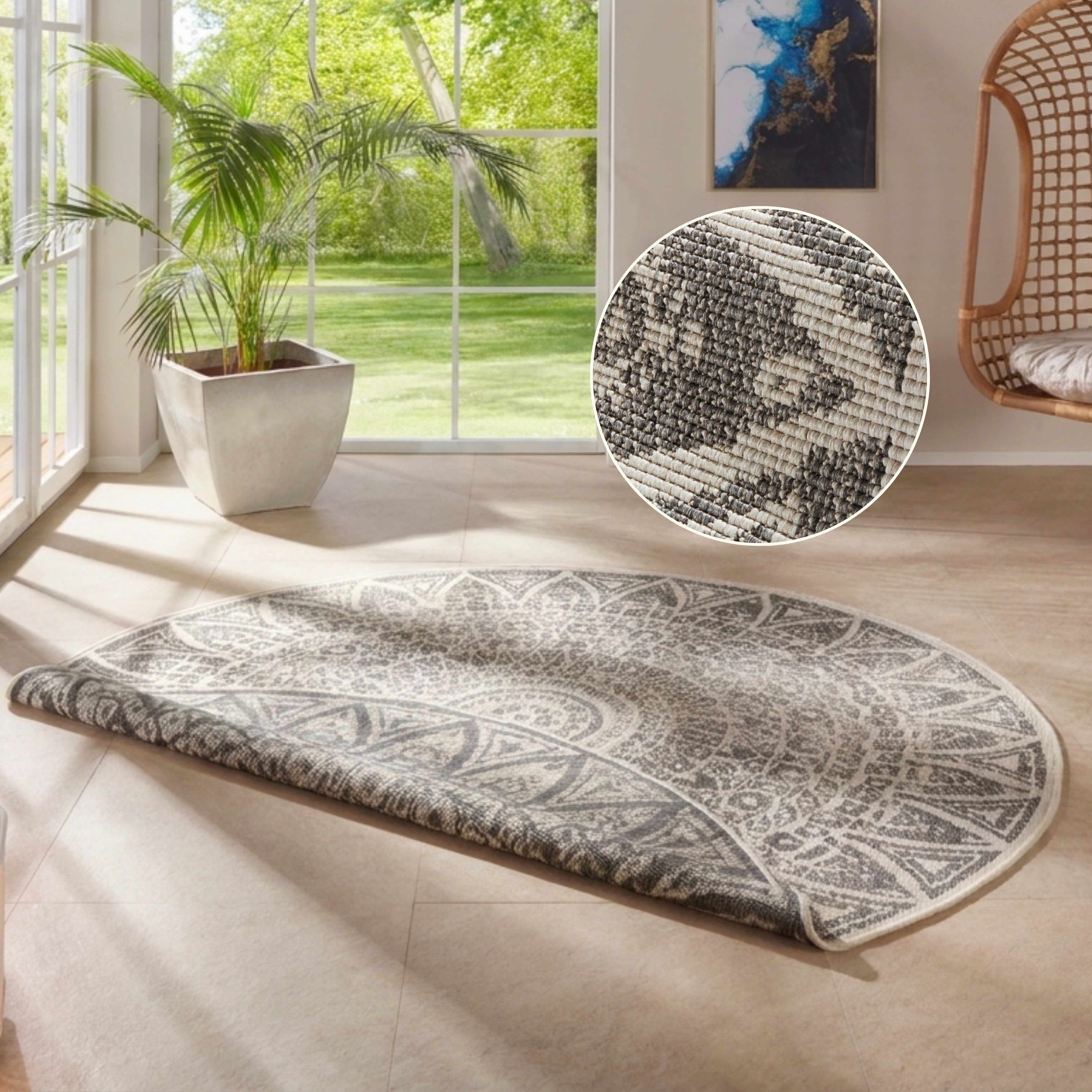 freundin Home Collection Teppich "Lilja Wendeteppich" rund 5 mm Höhe In-& Outdoor, beidseitig, Wetterfest, Balkon, Garten, Wohnzimmer