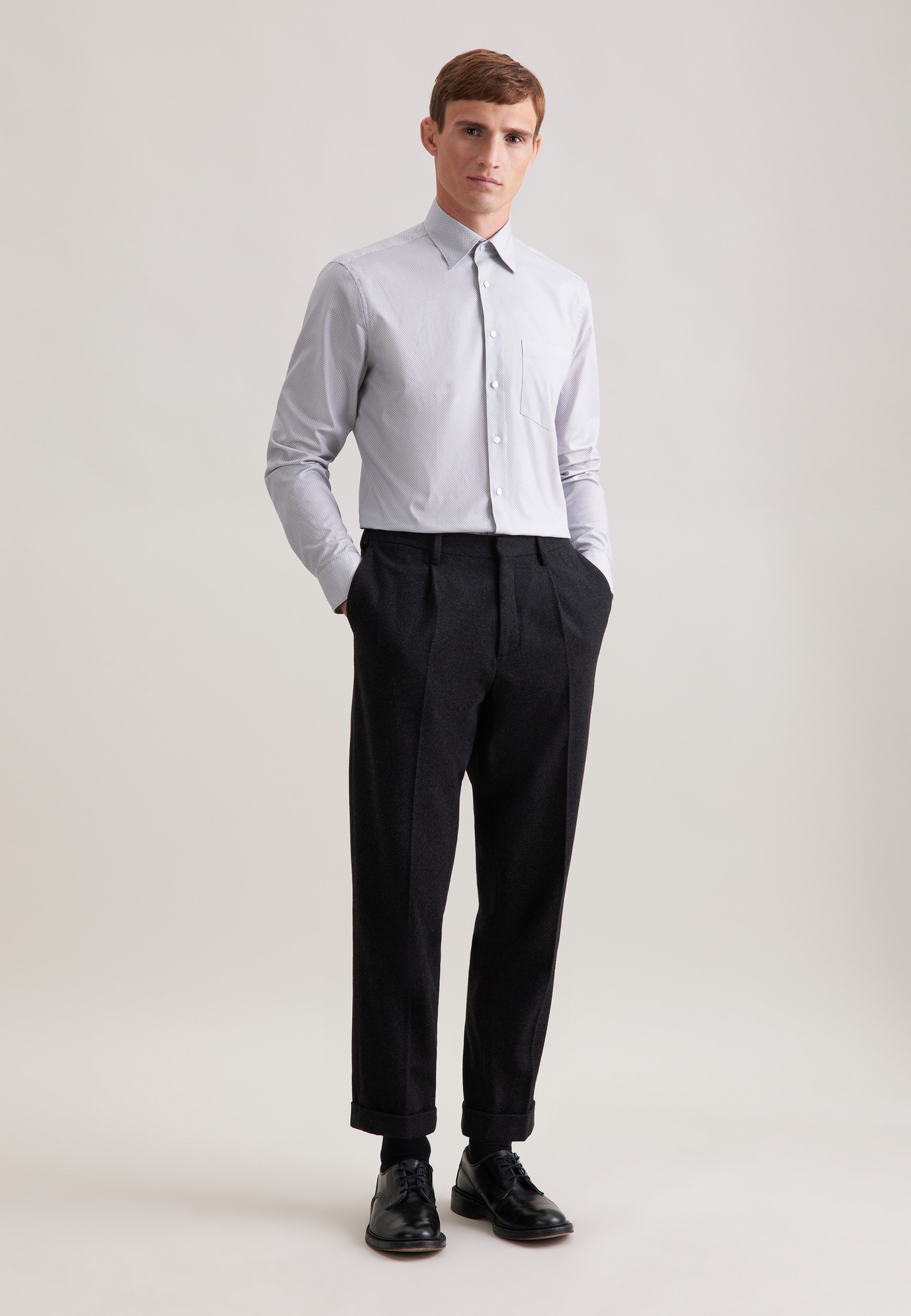 seidensticker Businesshemd »Schwarze Rose« Regular 1/1 Covered-Button-Down-Kragen Druck