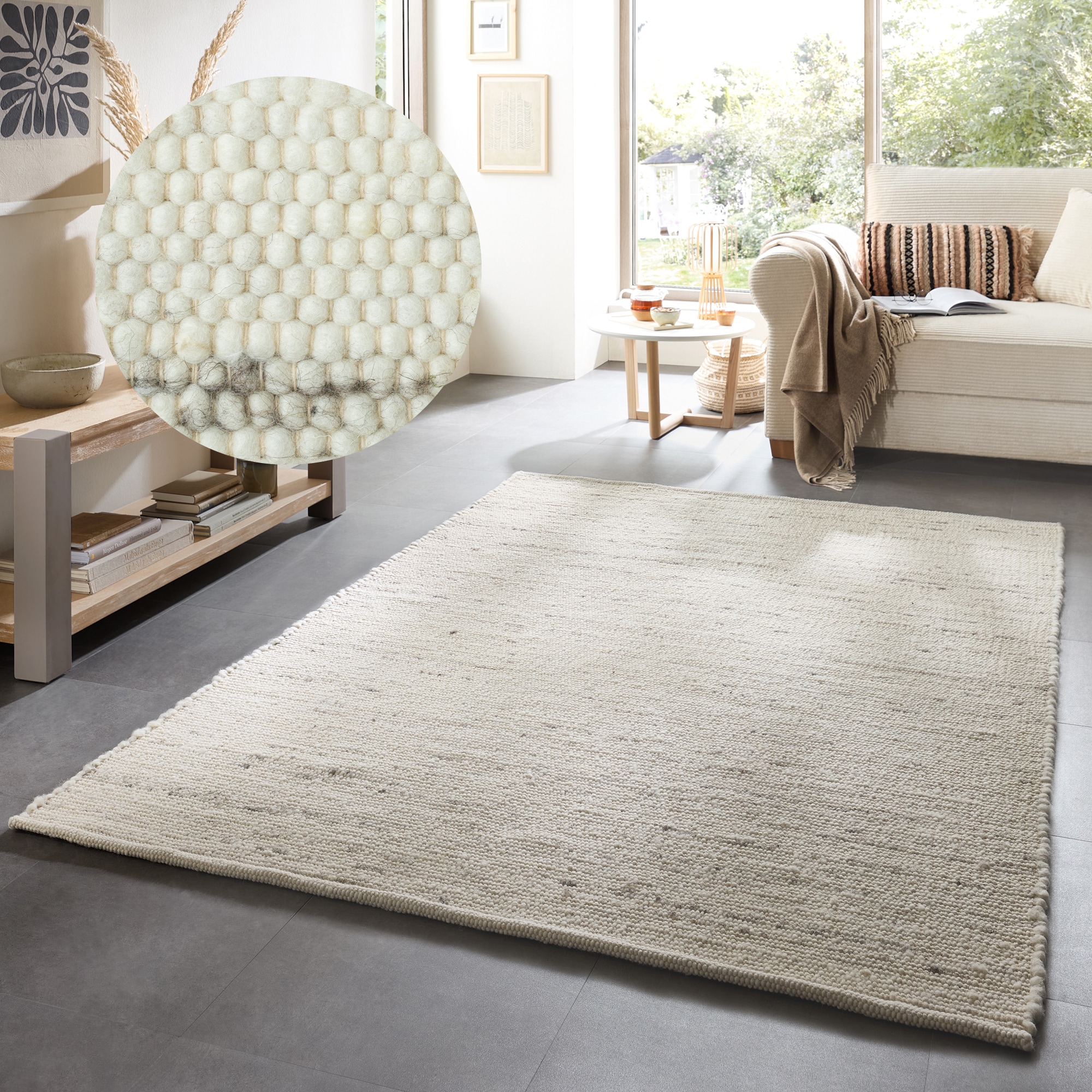 Wollteppich OTTO HOME "Greith", grau (natural grau), B:70cm H:12mm L:240cm, Schurwolle, Teppiche, Wendeteppich, meliert, reine Wolle, handgewebt, Scandi, Wohnzimmer