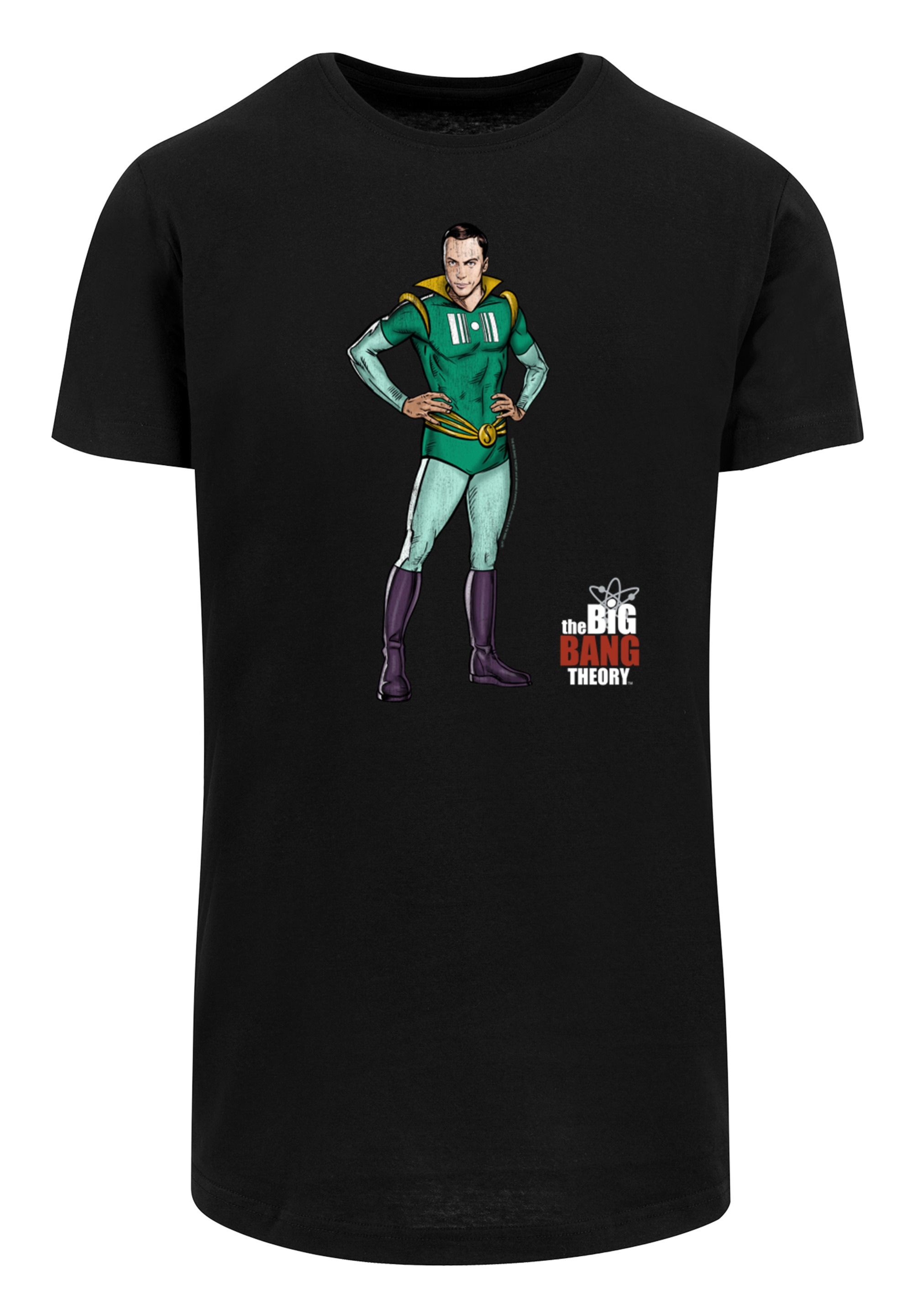 F4NT4STIC T-Shirt »Long Cut Shirt 'Big Bang Theory Sheldon Superhero'«, Herren,Premium Merch,Lang,Longshirt,Bedruckt