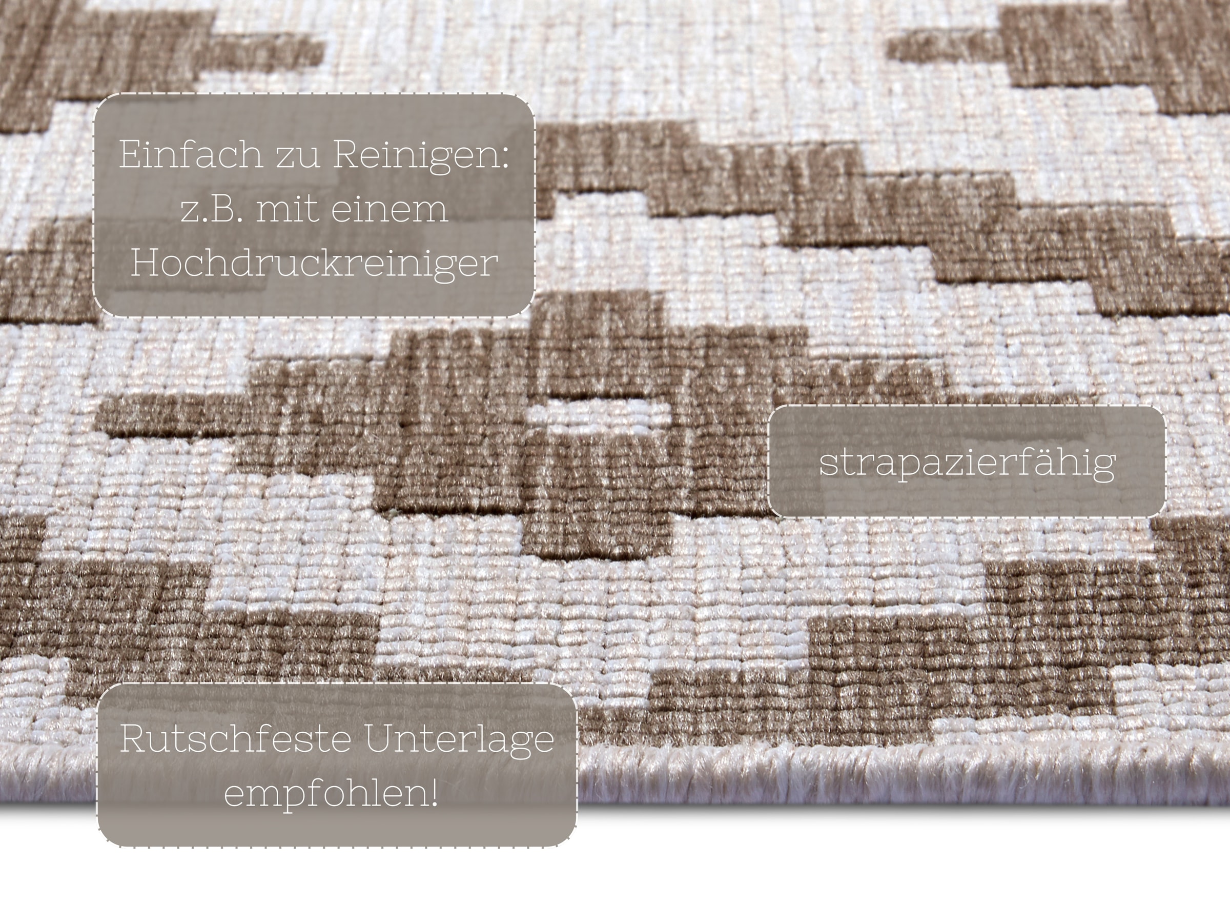 NORTHRUGS Teppich »Malta Wendeteppich«, rechteckig, 5 mm Höhe, In-& Outdoor, Wetterfest, Balkon, Terrasse, Raute, Läufer, Wohnzimmer