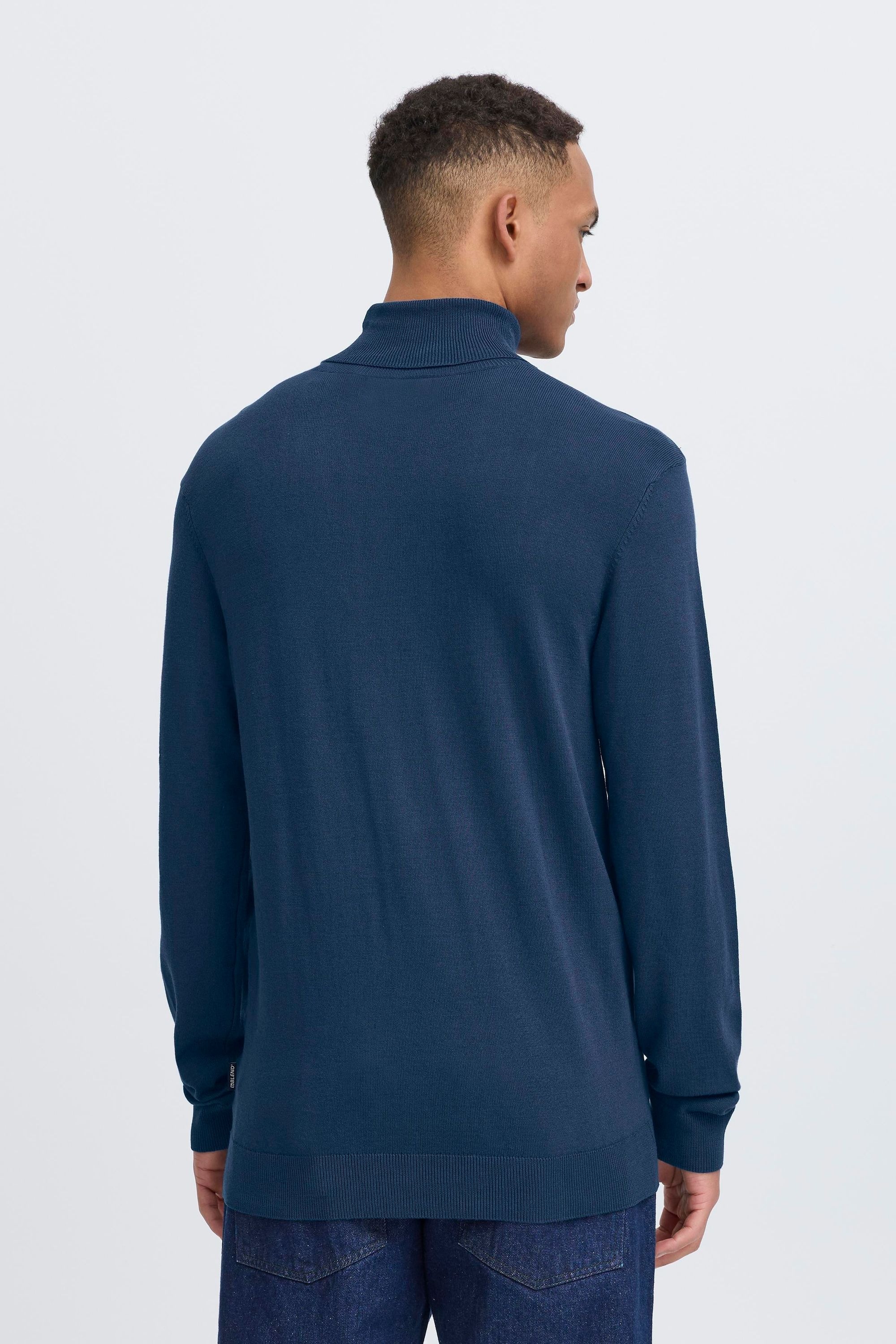 Rollkragenpullover BLEND "Rollkragenpullover BHDAN", Herren, Gr. XXL, blau (marineblaus), Obermaterial: 70% Viskose CV. 30% Nylon NY., Pullover Rollkragenpullover 6