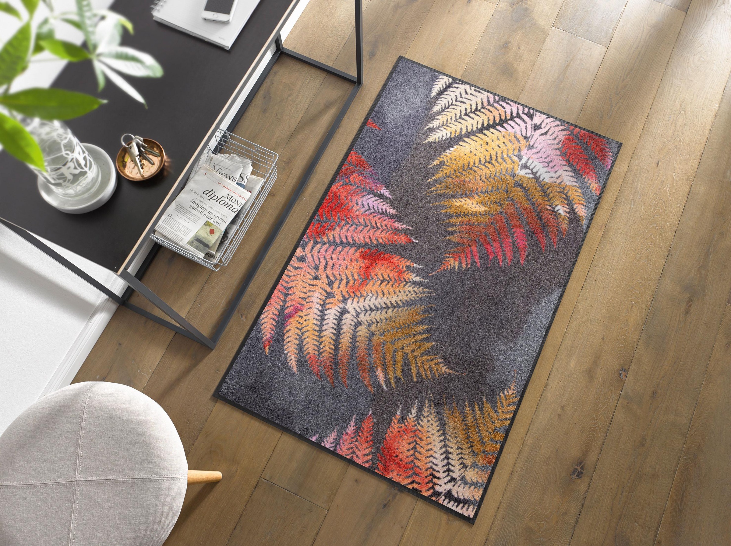 wash+dry by Kleen-Tex Teppich "Erbario" rechteckig 7 mm Höhe Motiv Farnblät günstig online kaufen