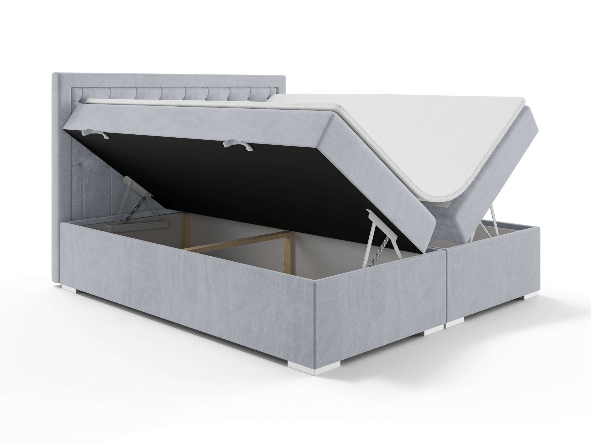 Leonique Polsterbett »SACY mit Matratze und Topper, in 2 Breiten (160 und 180 cm)«, Boxspringbett mit Kopfteil, Bettkasten, Matratze (BFK/TFK) und Topper