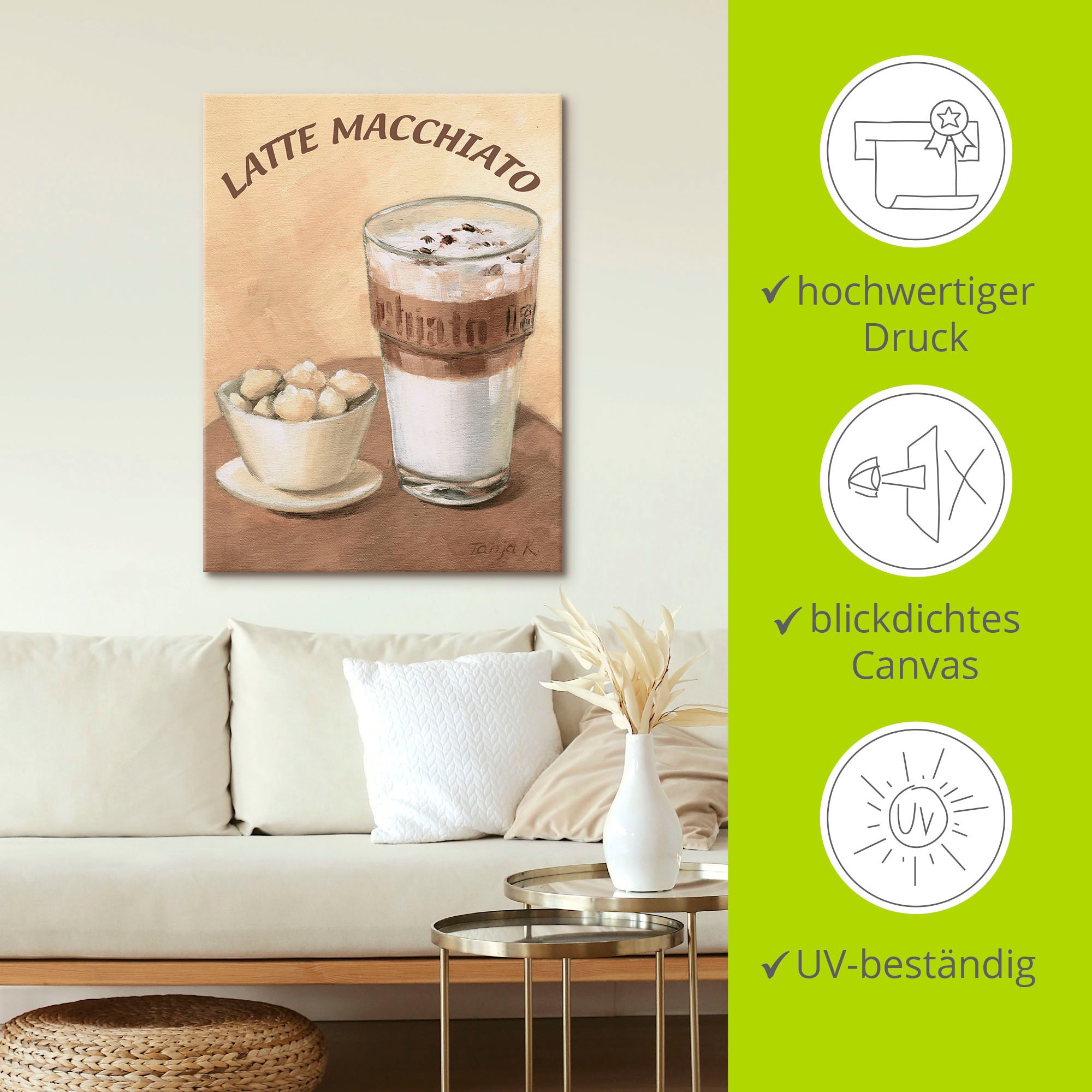 Artland Wandbild »Latte Macchiato«, Getränke, (1 St.), als Leinwandbild, Poster, Wandaufkleber in verschied. Größen