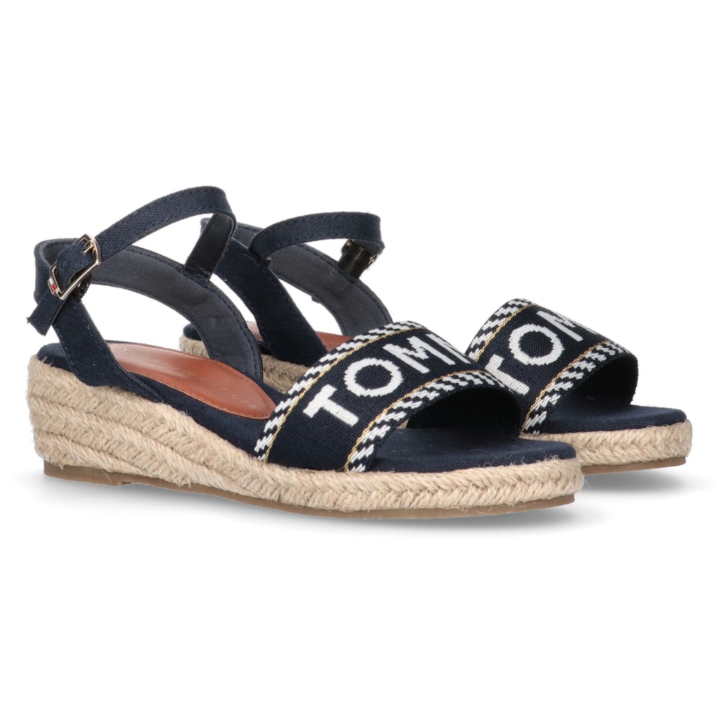 Tommy Hilfiger Sandale »ROPE WEDGE SANDAL«, Sommerschuh, Sandalette, Keilabsatz, mit kleinem Keilabsatz