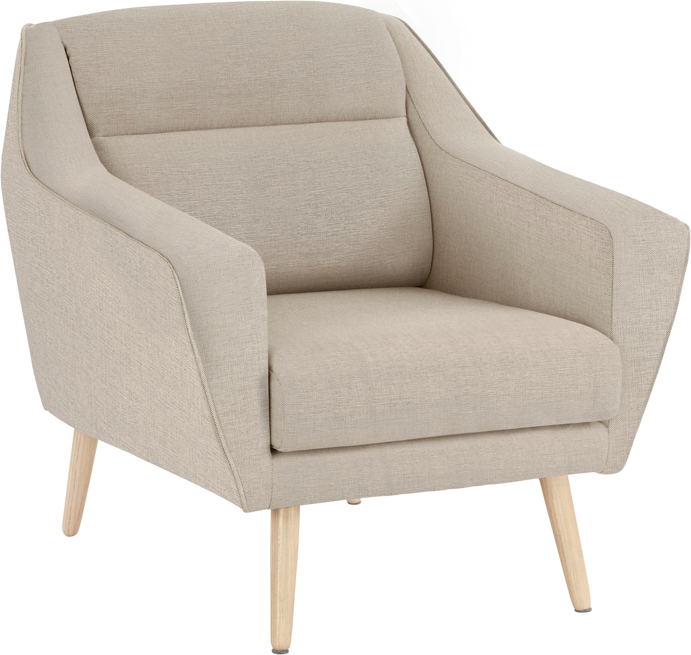 OTTO home Sessel "Bille" mit Naht im Rückenkissen und Eiche-Beinen, Design günstig online kaufen