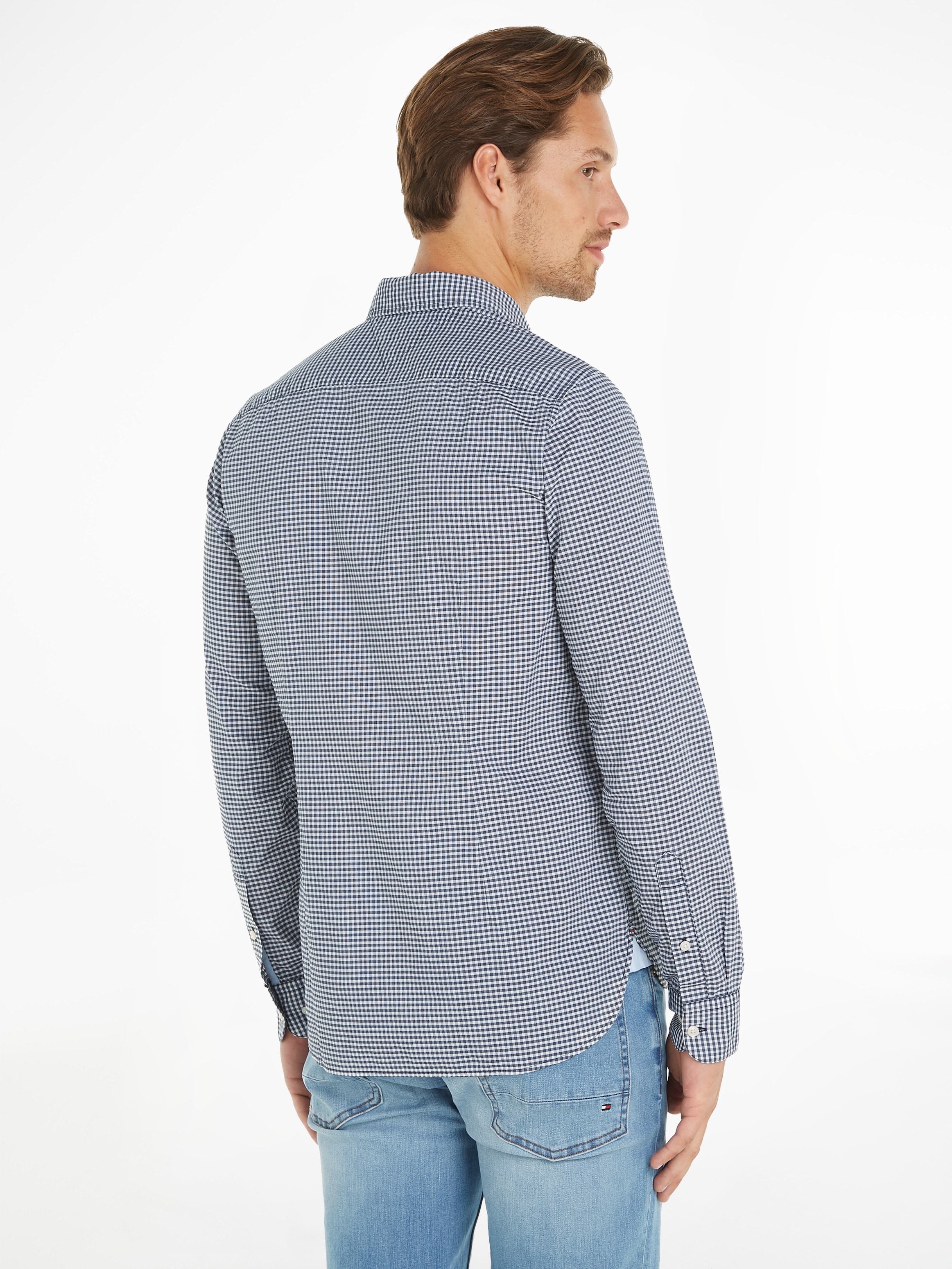 Tommy Hilfiger Karohemd »FLEX TEXTURED GINGHAM SF SHIRT«, mit kleiner Logostickerei