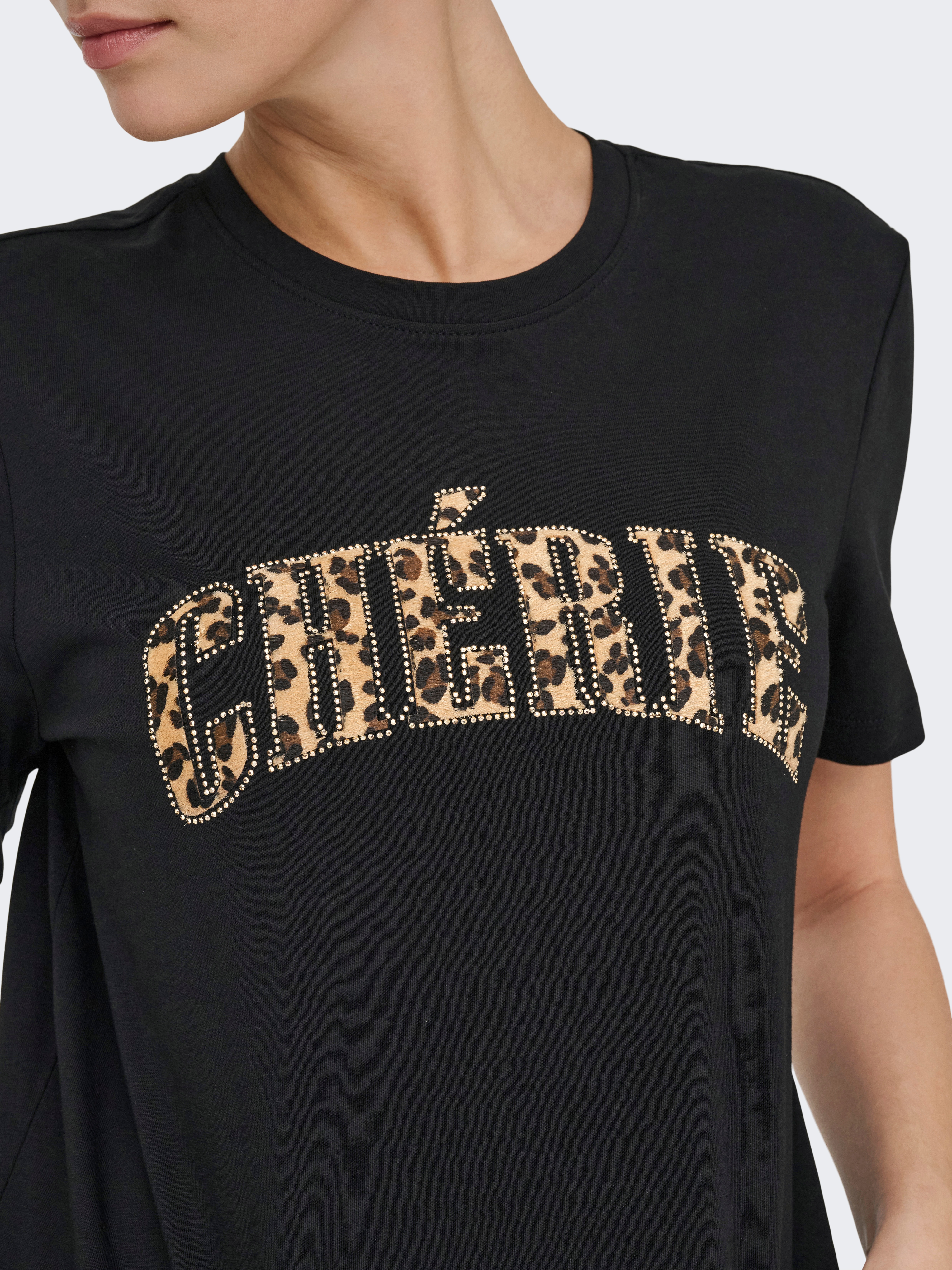 Thumbnail - ONLY T-Shirt "ONLDITTE LIFE RHNSTN S/S ANIMAL TOP JRS"