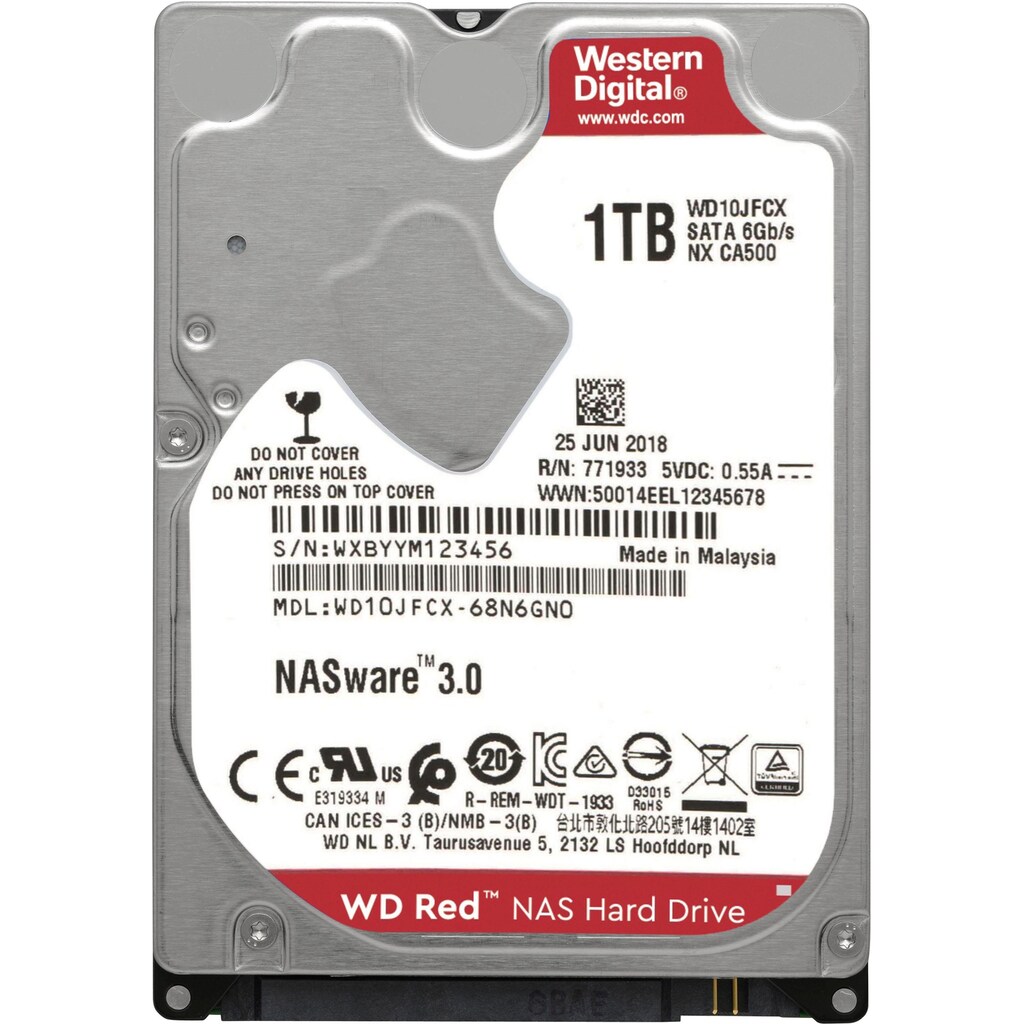 Western Digital HDD-NAS-Festplatte »WD Red Mobile«, 2,5 Zoll, Anschluss SATA III, Bulk