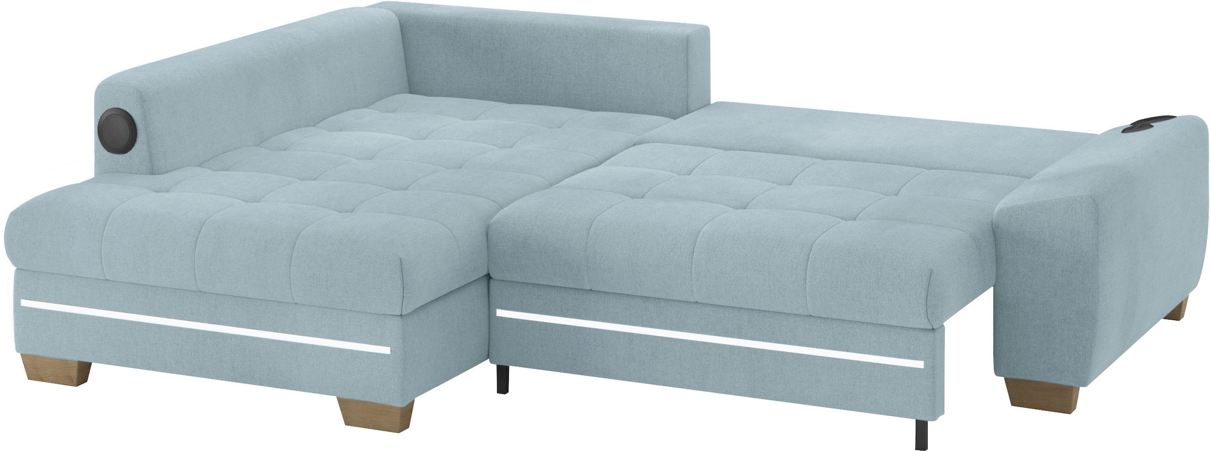 Mr. Couch Ecksofa »Nikita II, L-Form«, mit Kaltschaum, RGB-LED, Soundsystem, wahlweise mit Bett, Bettkasten