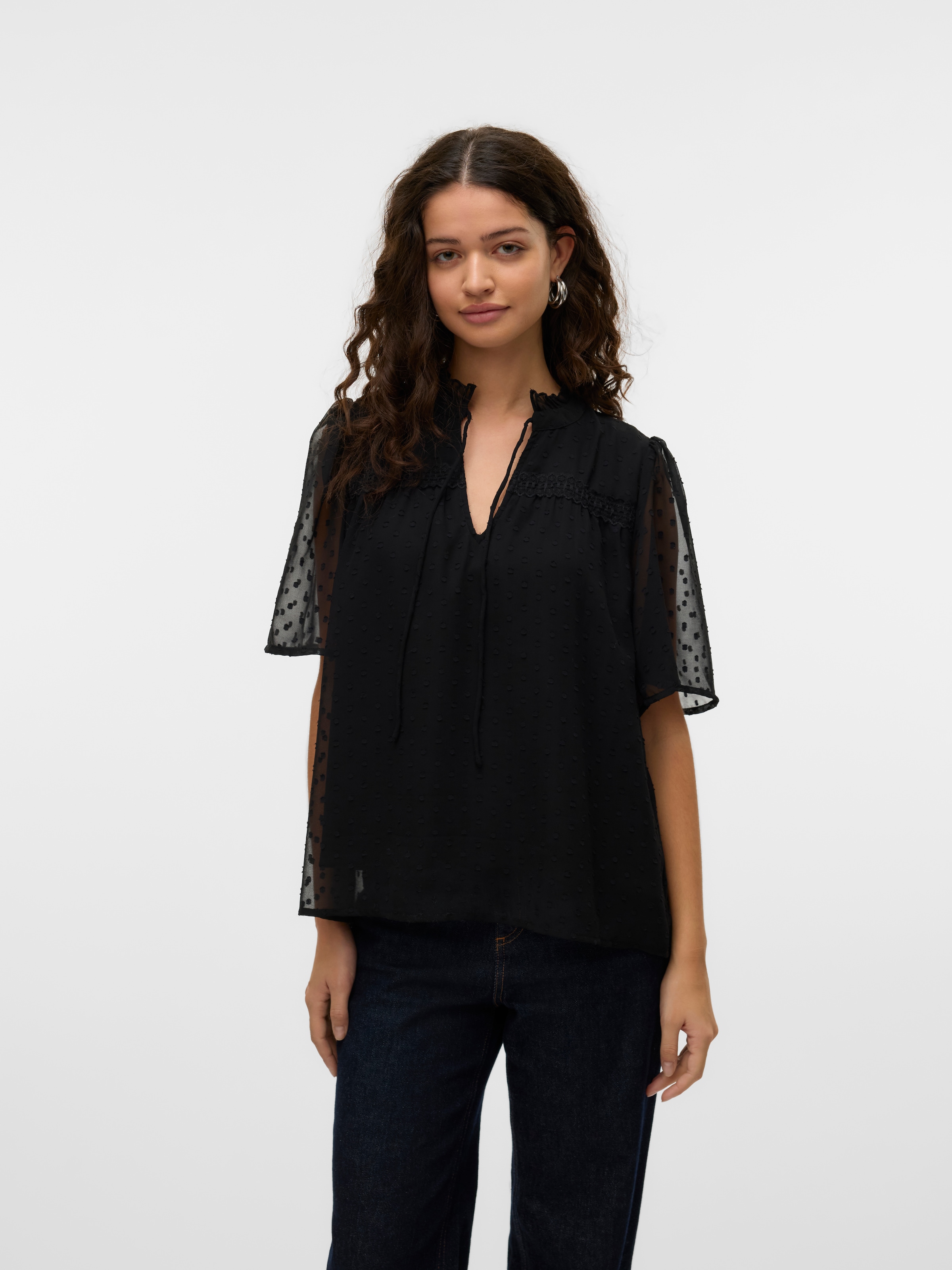 Vero Moda Spitzenbluse »VMLEAH SS LACE TOP WVN GA NOOS«