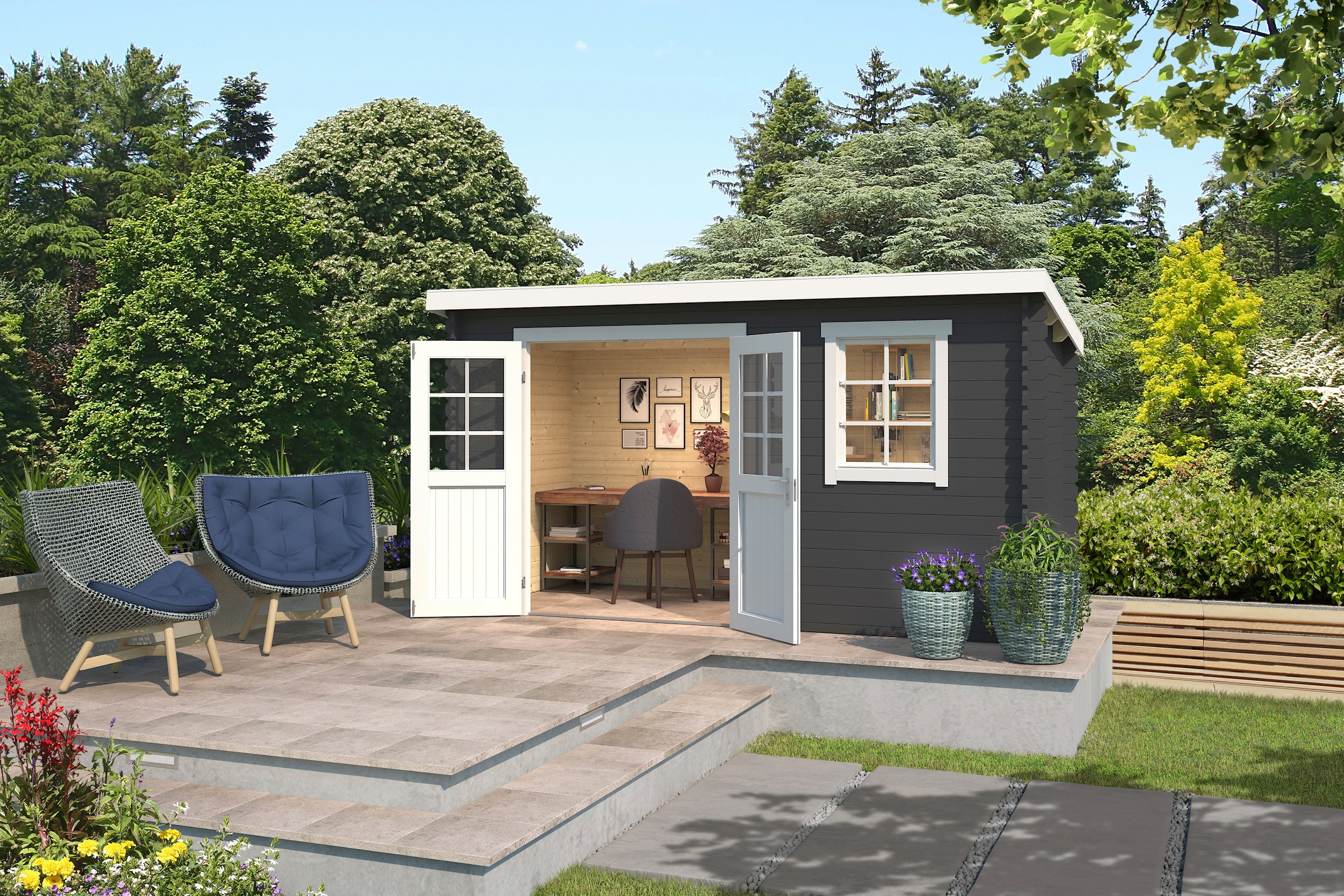 LASITA MAJA Gartenhaus "Amira 175" Blockbohlenhaus 28mm