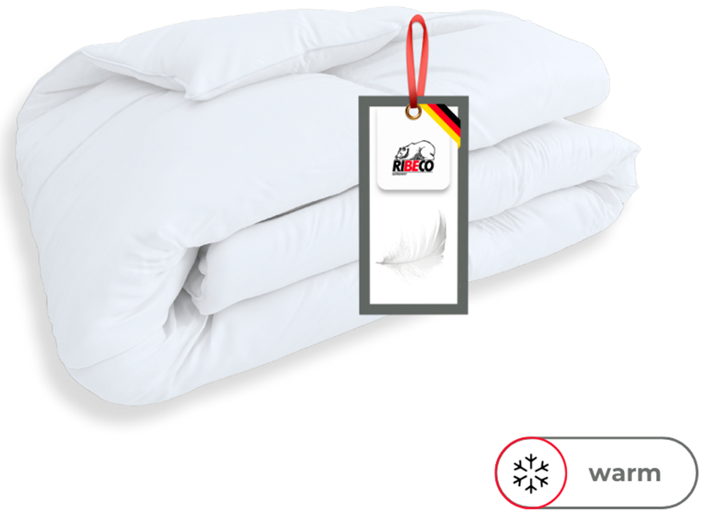 RIBECO Federbettdecke + Federkissen »Laram, 2-tlg. Naturprodukt zum TOP-Preis!«, (Spar-Set), Decke mit Kissen, verschiedene Größen, Bettdecke 135x200, 155x220 cm