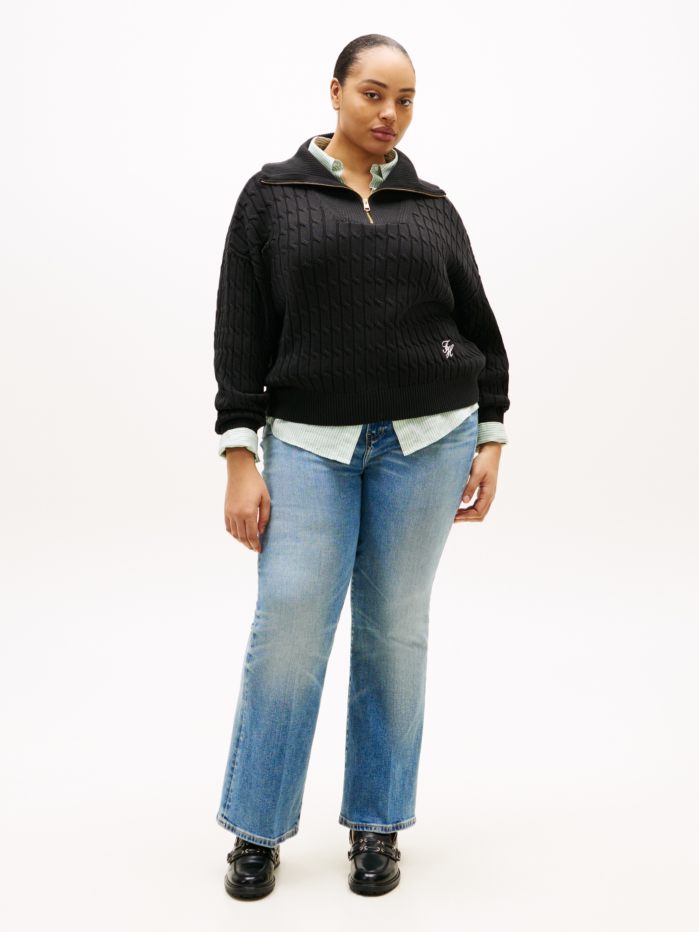 Tommy Hilfiger Curve Troyer »CRV CO CABLE MID GG 1/2 ZIP SWT«
