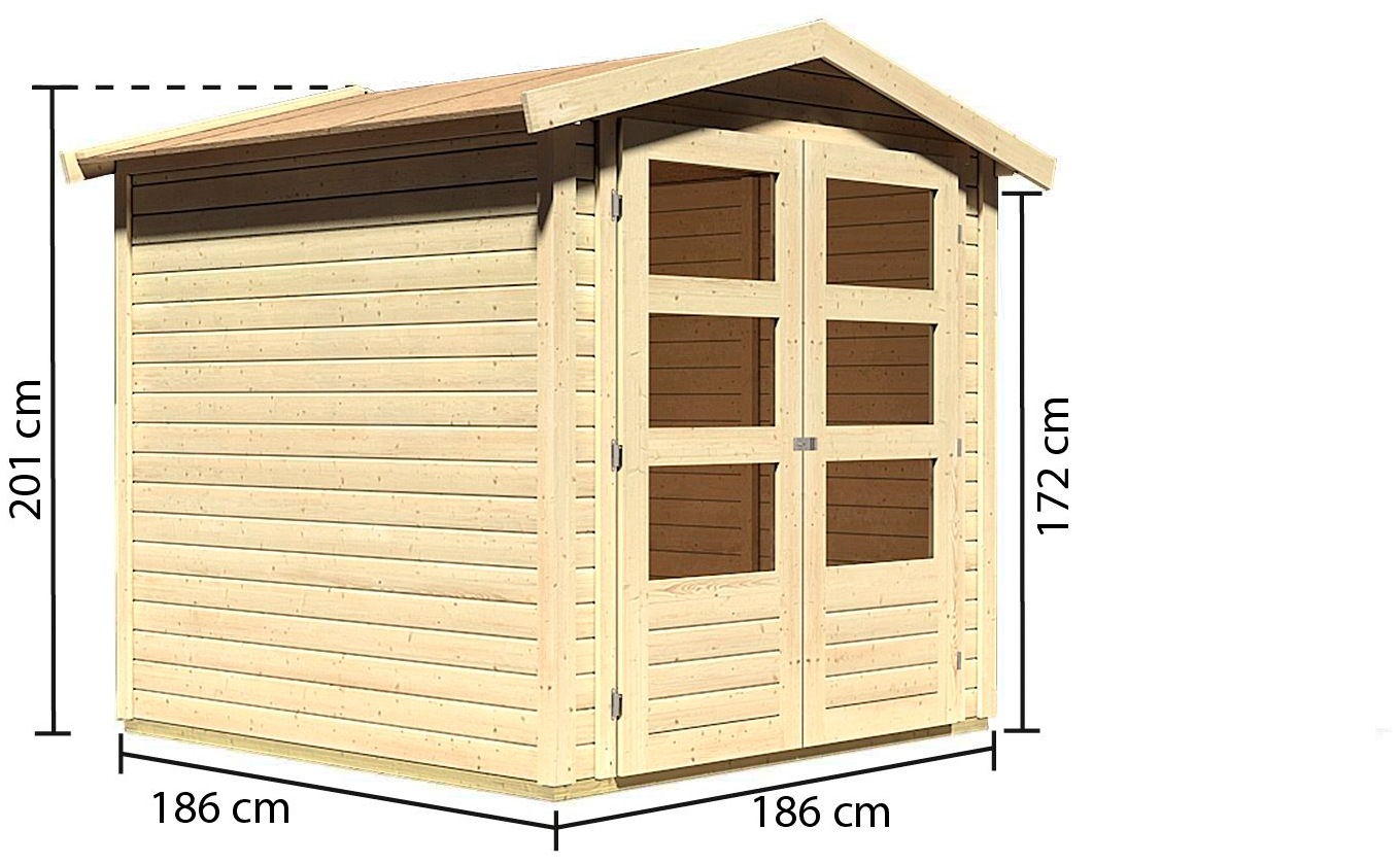 Karibu Gartenhaus »Amberg 2«, (Set), anthrazit, naturbelassen oder terragrau