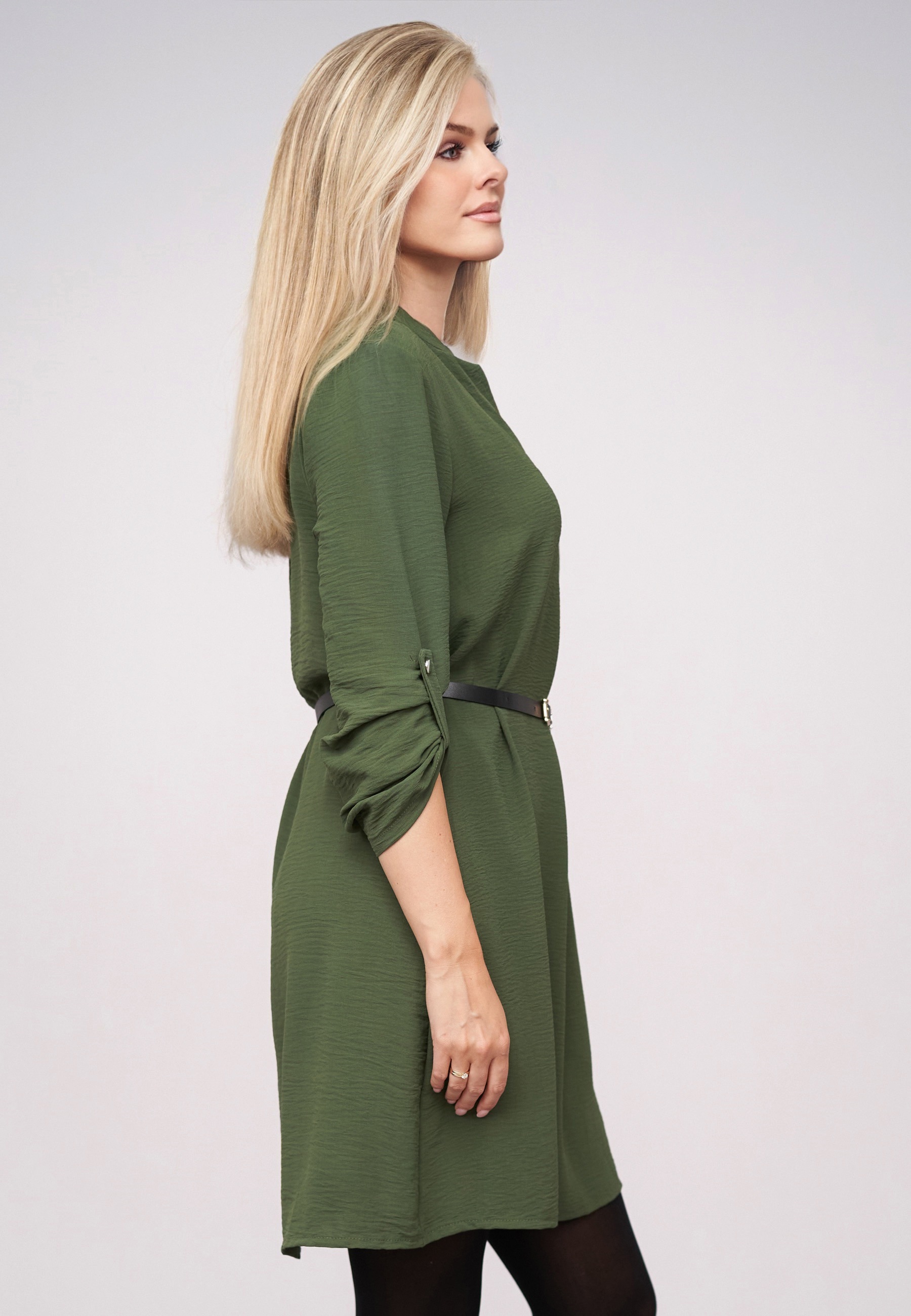 CLOUD 5IVE Shirtkleid »CLOUD 5IVE Musselin Dress with turn-up sleeves and belt« 1 tlg.