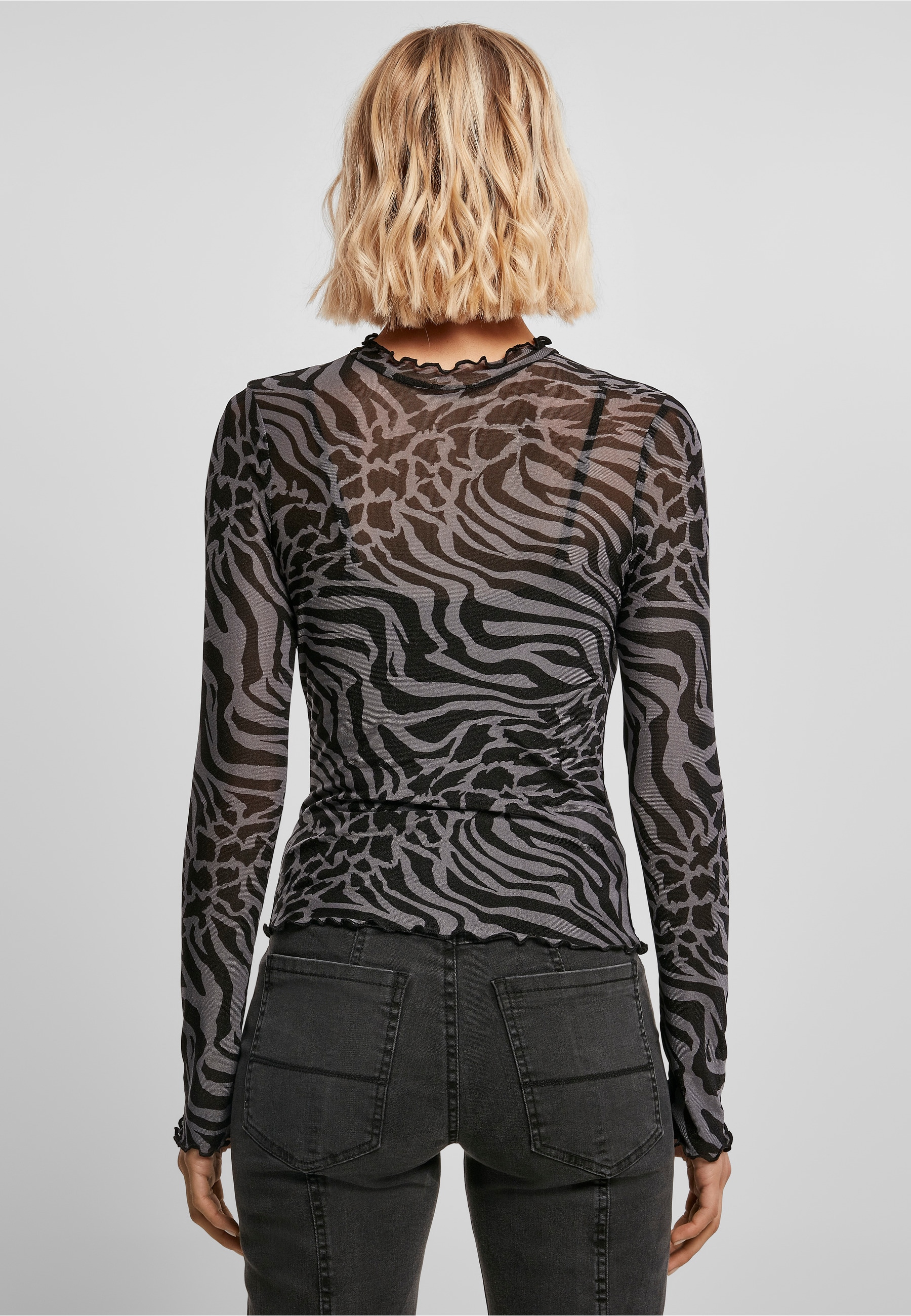 URBAN CLASSICS Langarmshirt »Urban Classics Damen Ladies AOP Mesh Turtleneck Longsleeve« 1 Stk.