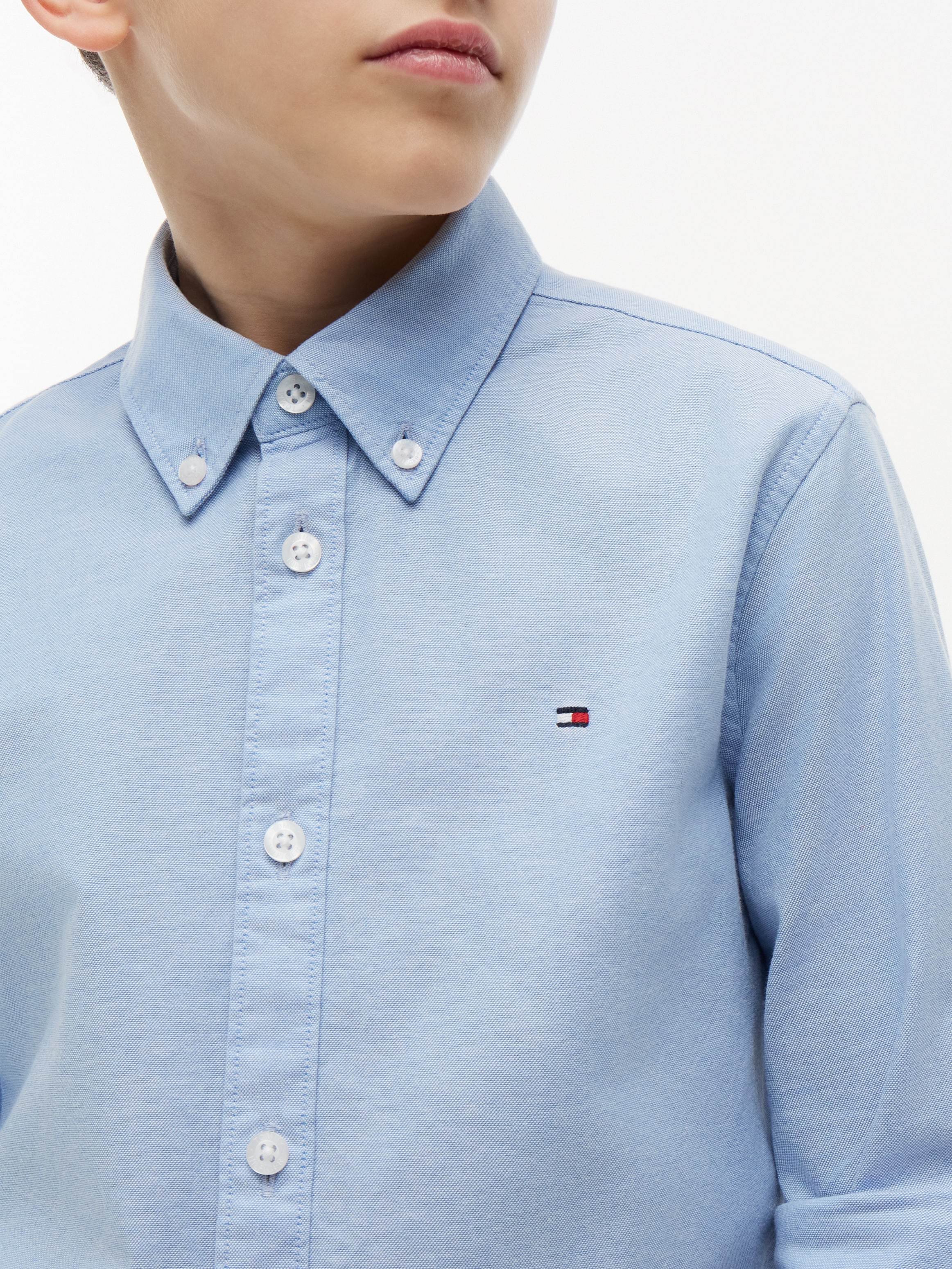 Tommy Hilfiger Langarmhemd »BOYS STRETCH OXFORD SHIRT L/S« Kinder bis 16 Jahre, Button-down-Kragen, Langarm, Logo-Flag