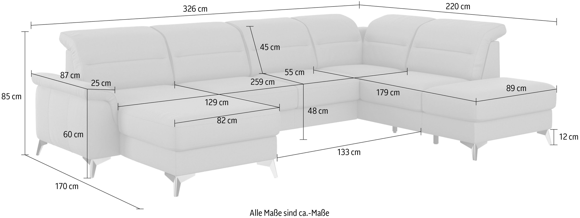 sit&more Wohnlandschaft »Sinatra U-Form«, optional mit Kopfteilverstellung und Armteilfunktion etc.